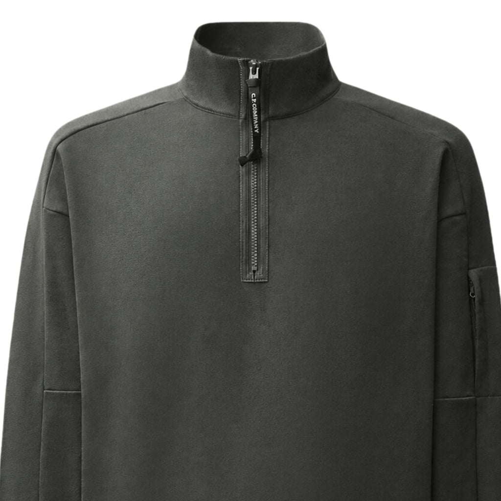 C.P. Company Diagonal Raised Fleece Lens Half Zip Sweatshirt - Raven