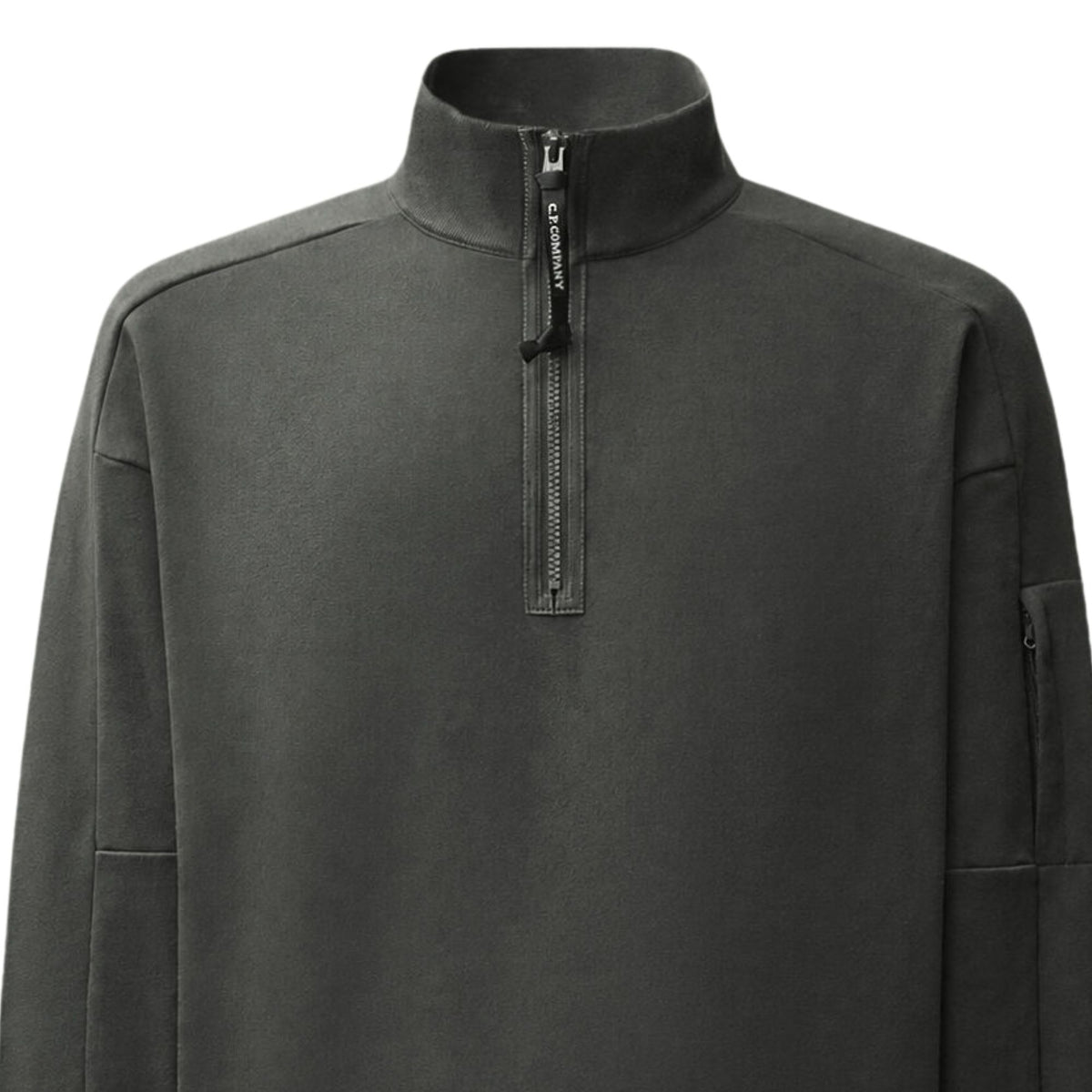 C.P. Company Diagonal Raised Fleece Lens Half Zip Sweatshirt - Raven