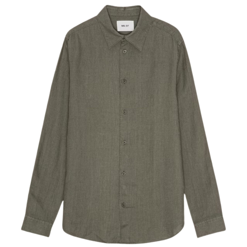 NN07 Enzo Classic Collar Linen Shirt - Capers