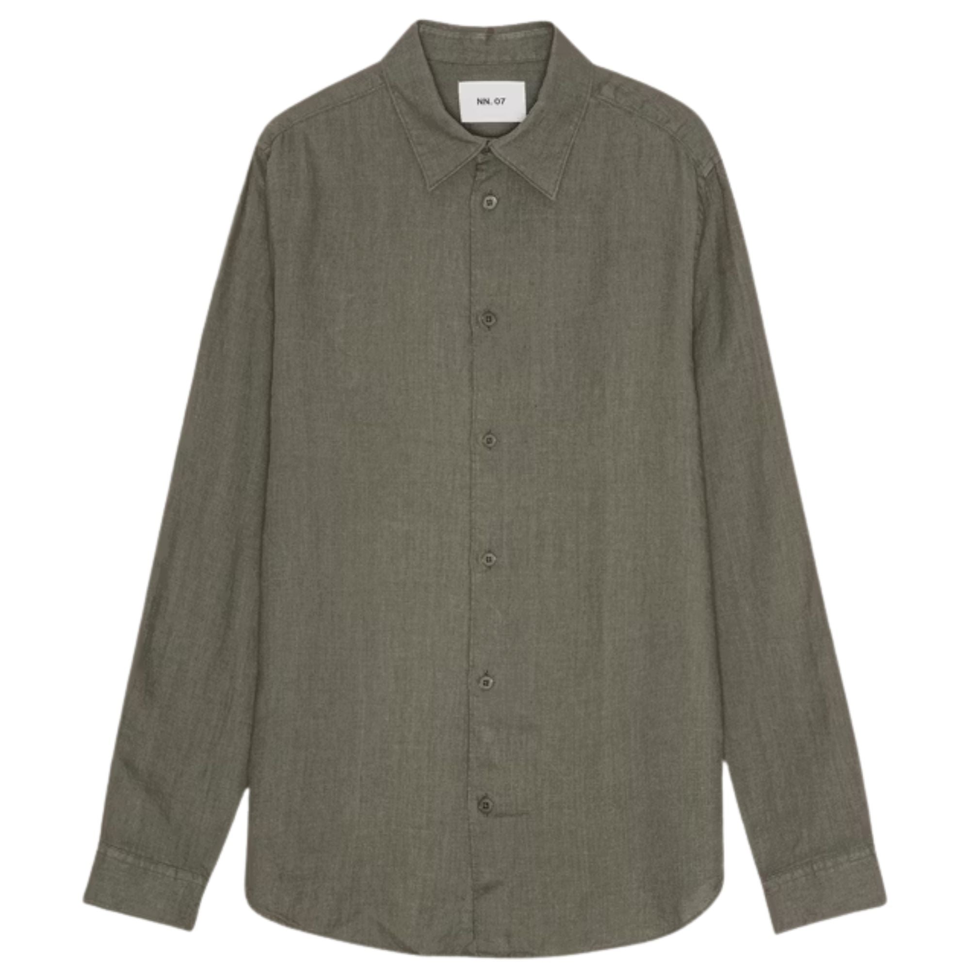 Enzo Classic Collar Linen Shirt - Capers