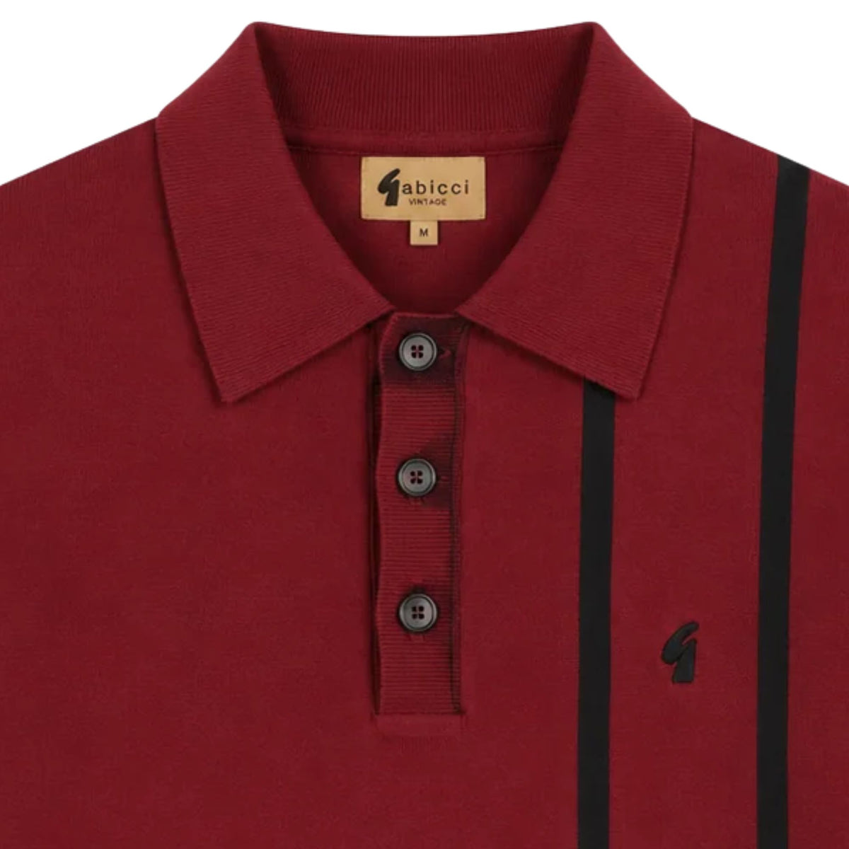 Gabicci Vintage Beckenham Short Sleeve Knit Polo - Claret