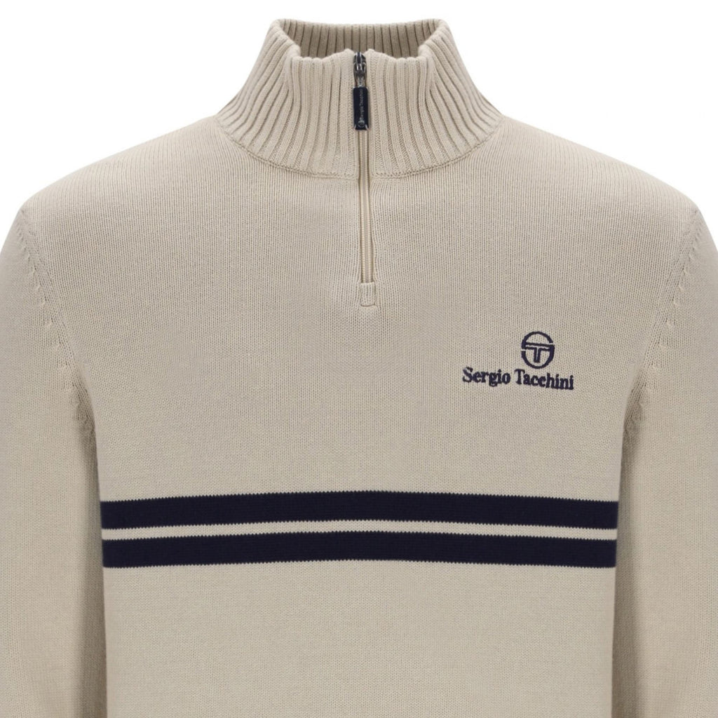 Sergio Tacchini New Dallas 1/4 Zip Knitted Top - Peyote/Martime Blue