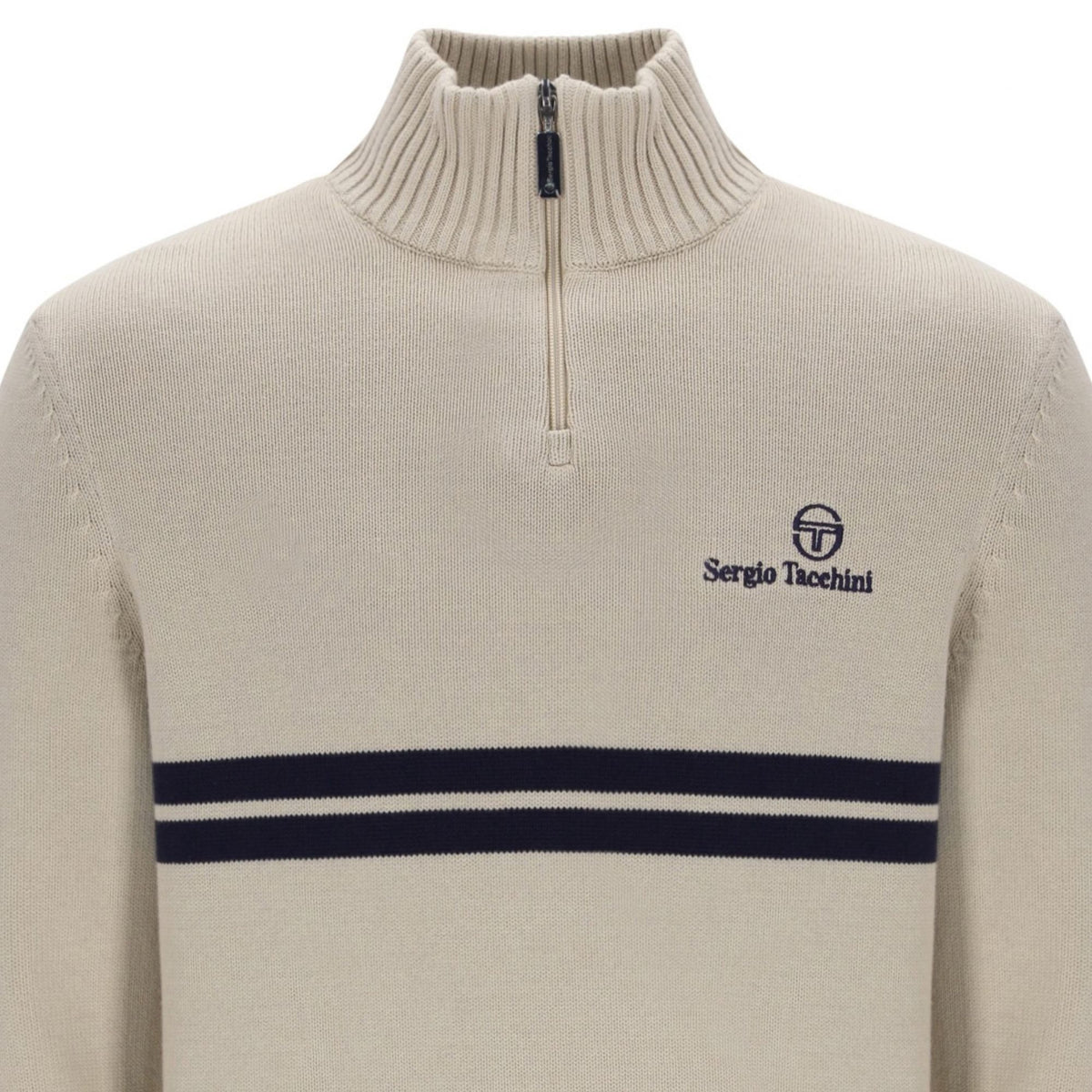 Sergio Tacchini New Dallas 1/4 Zip Knitted Top - Peyote/Martime Blue