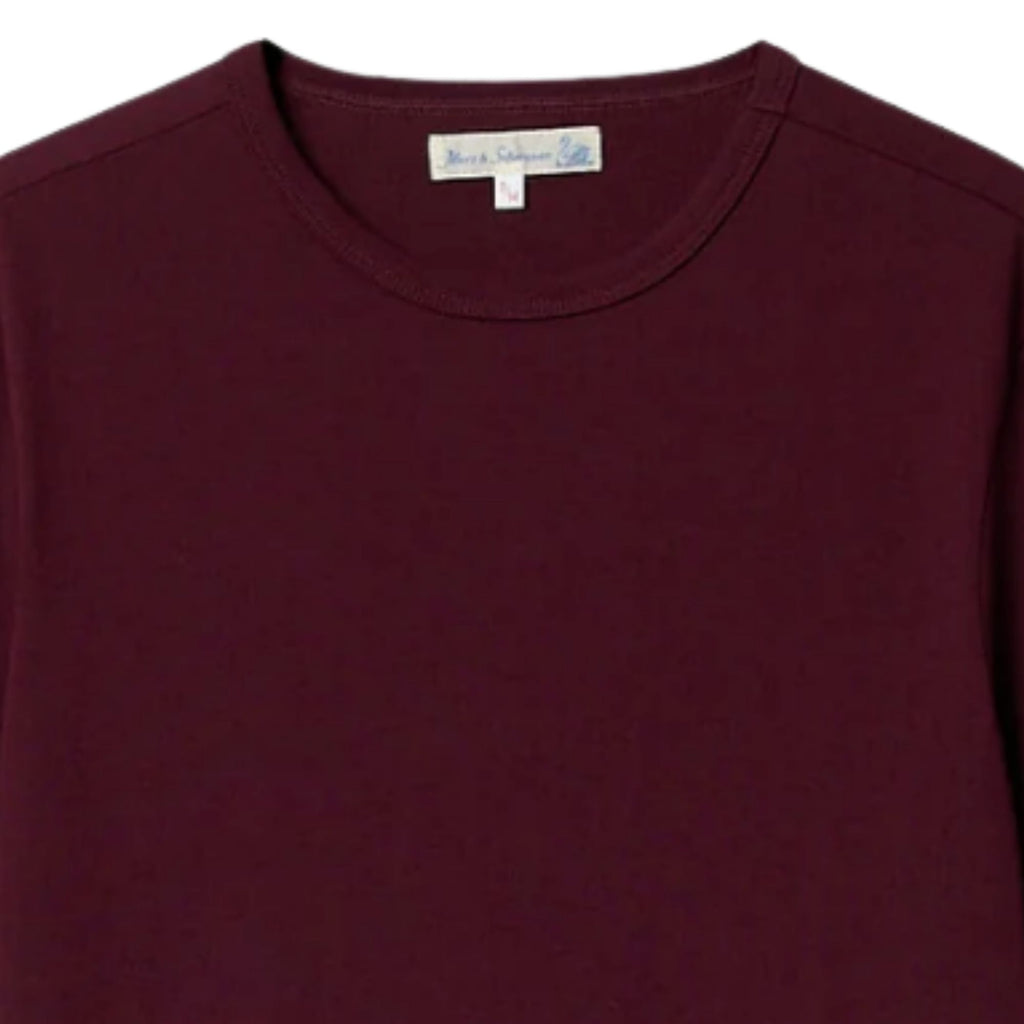Merz b. Schwanen 1950s Loopwheeled Classic Fit Lightweight T-Shirt - Burgundy