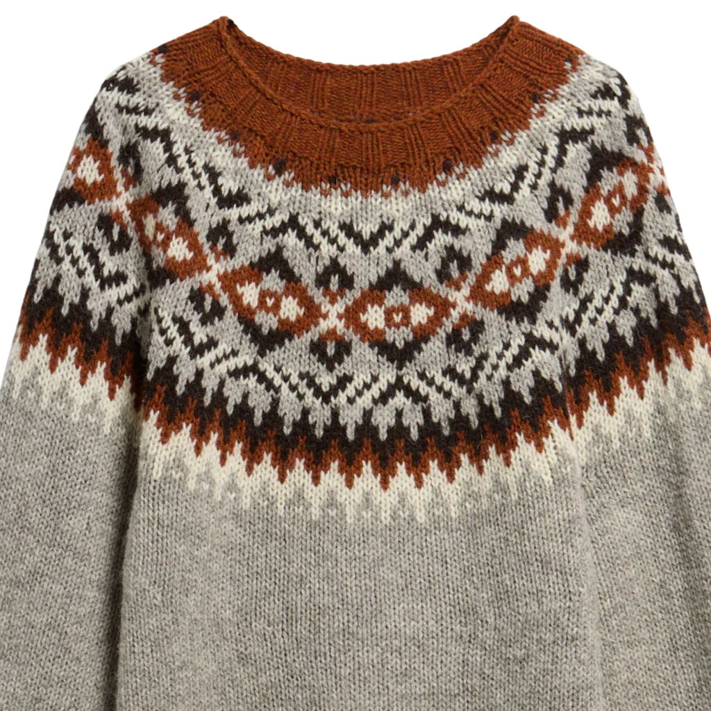 Barbour Scottish Made Fair Isle Crew Neck Jumper - Grey Marl