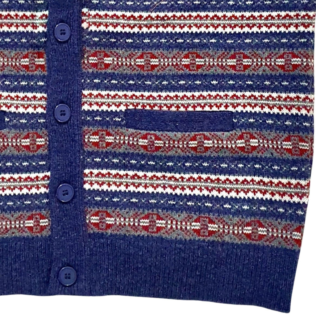 Real Hoxton Fair Isle Sleeveless Cardigan - New Navy