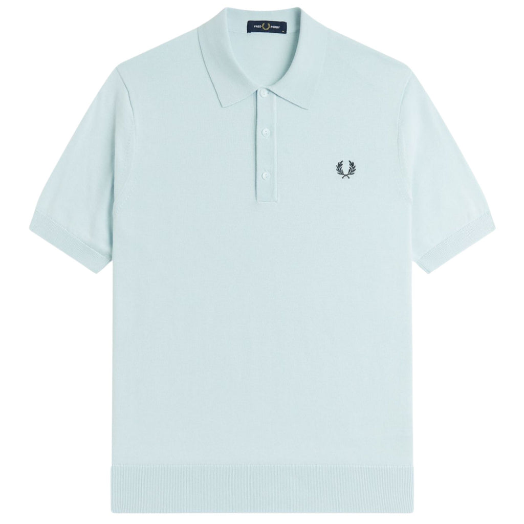 Fred Perry Cotton Knitted Shirt - Light Ice