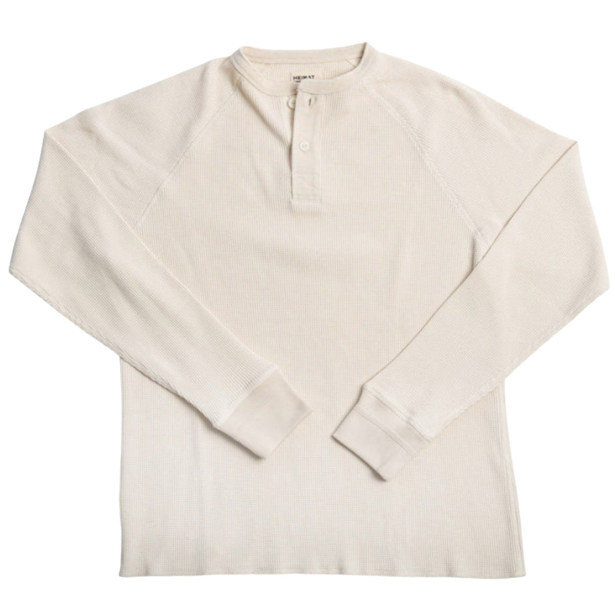 Heimat Henley Cotton Waffle Henley Polo - Seashell