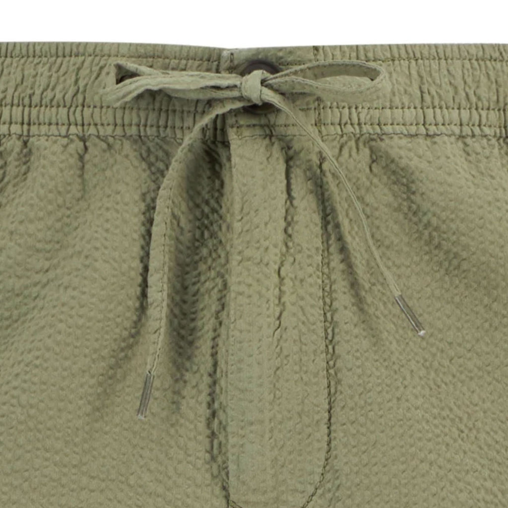 Seersucker Relaxed Shorts - Olive