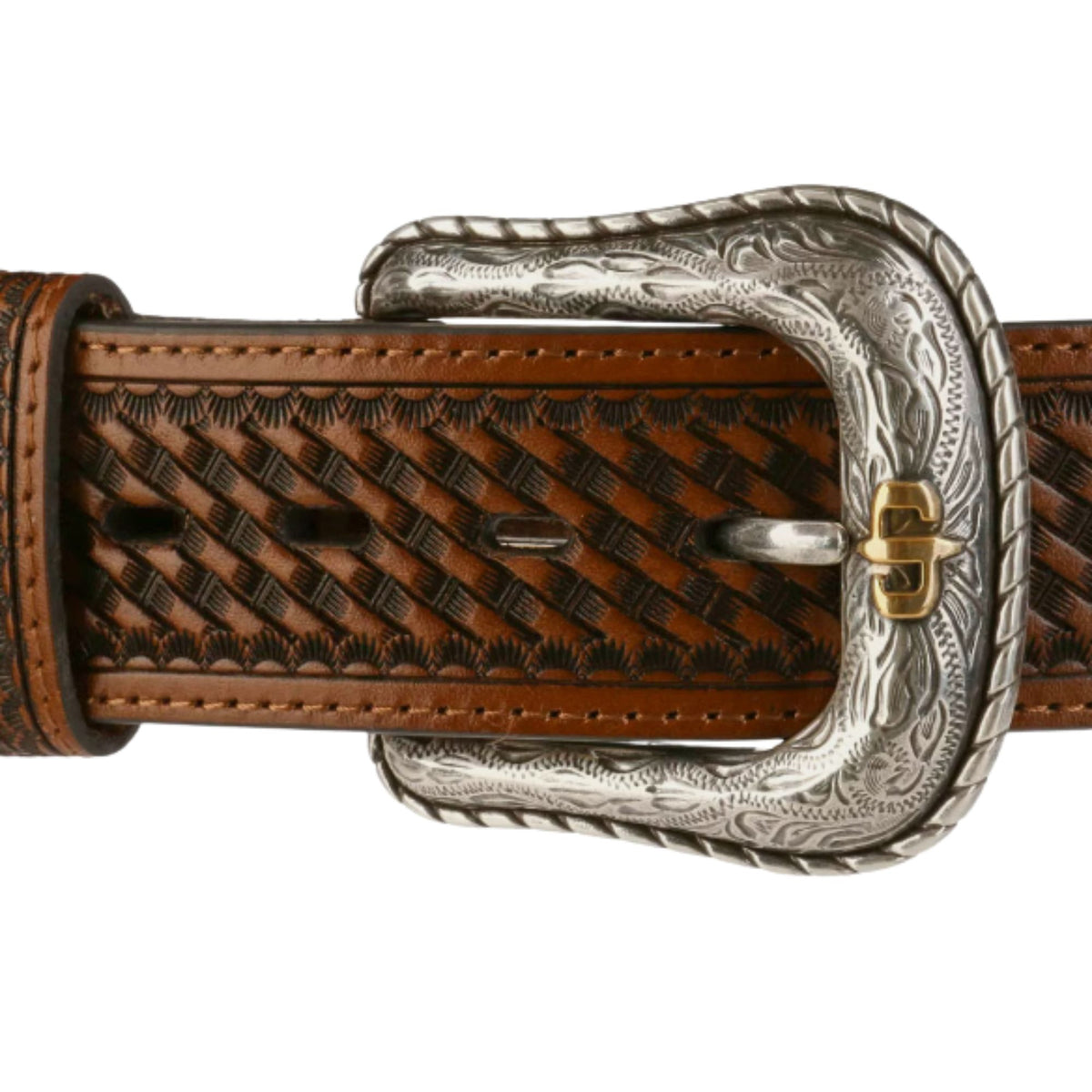 Stetson Hats Pebble Basket Weave Leather Belt - Pebble