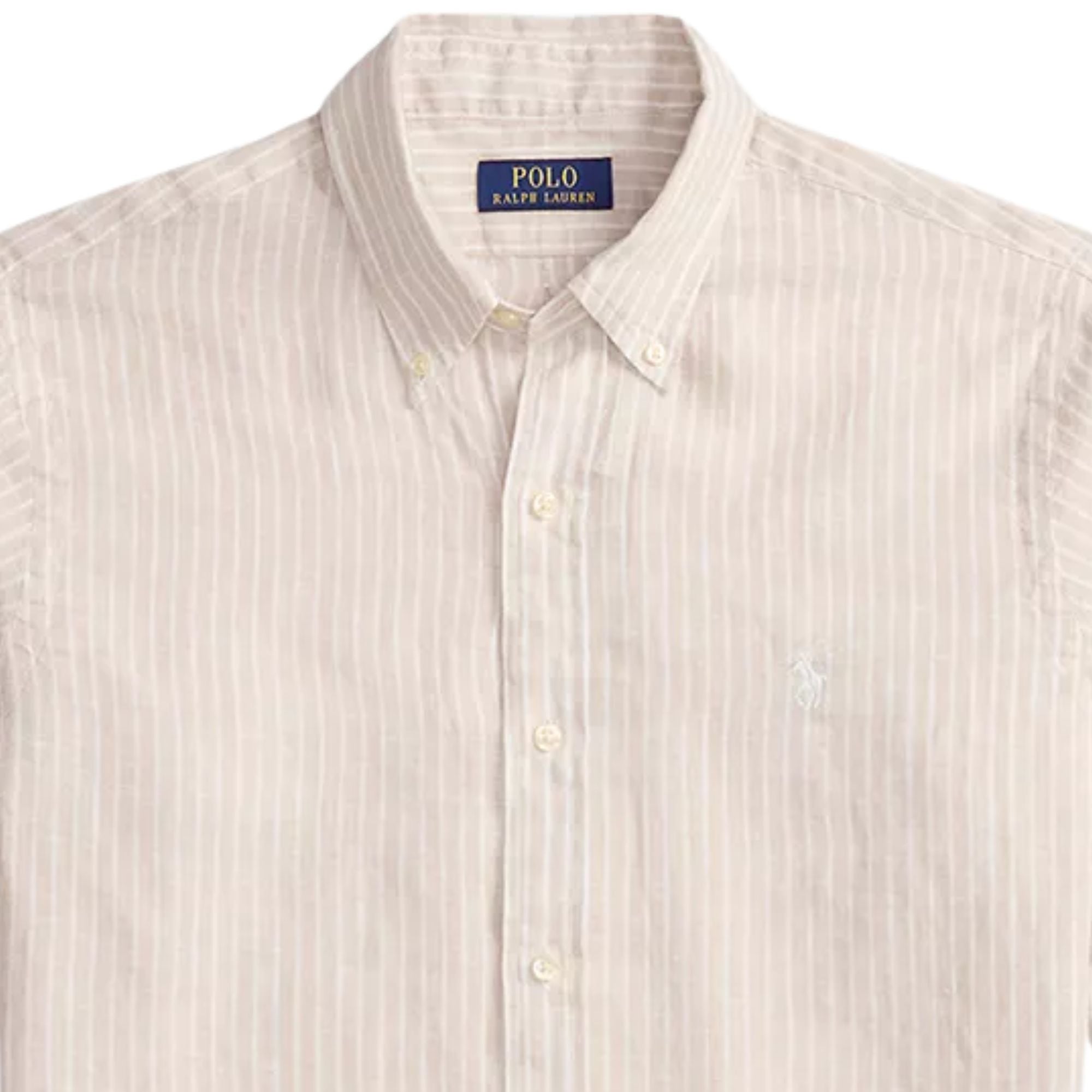 Custom Fit Striped Linen Shirt - Beige