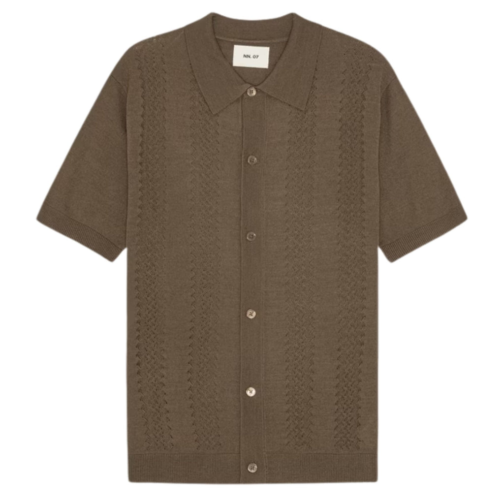 NN07 Thor Wool Blend Button through Polo Shirt  - Mable Husk