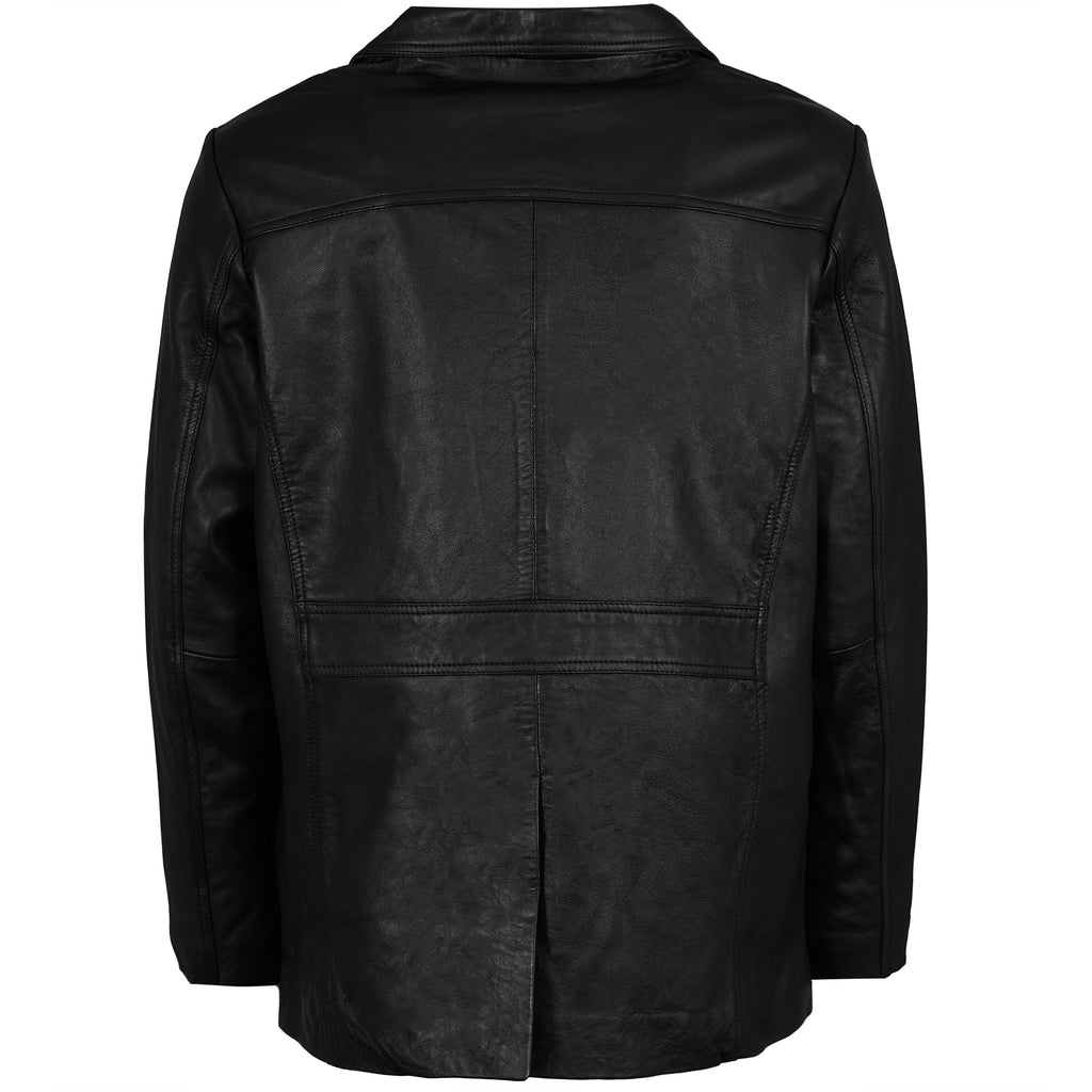 Leather Reefer Jacket - Black