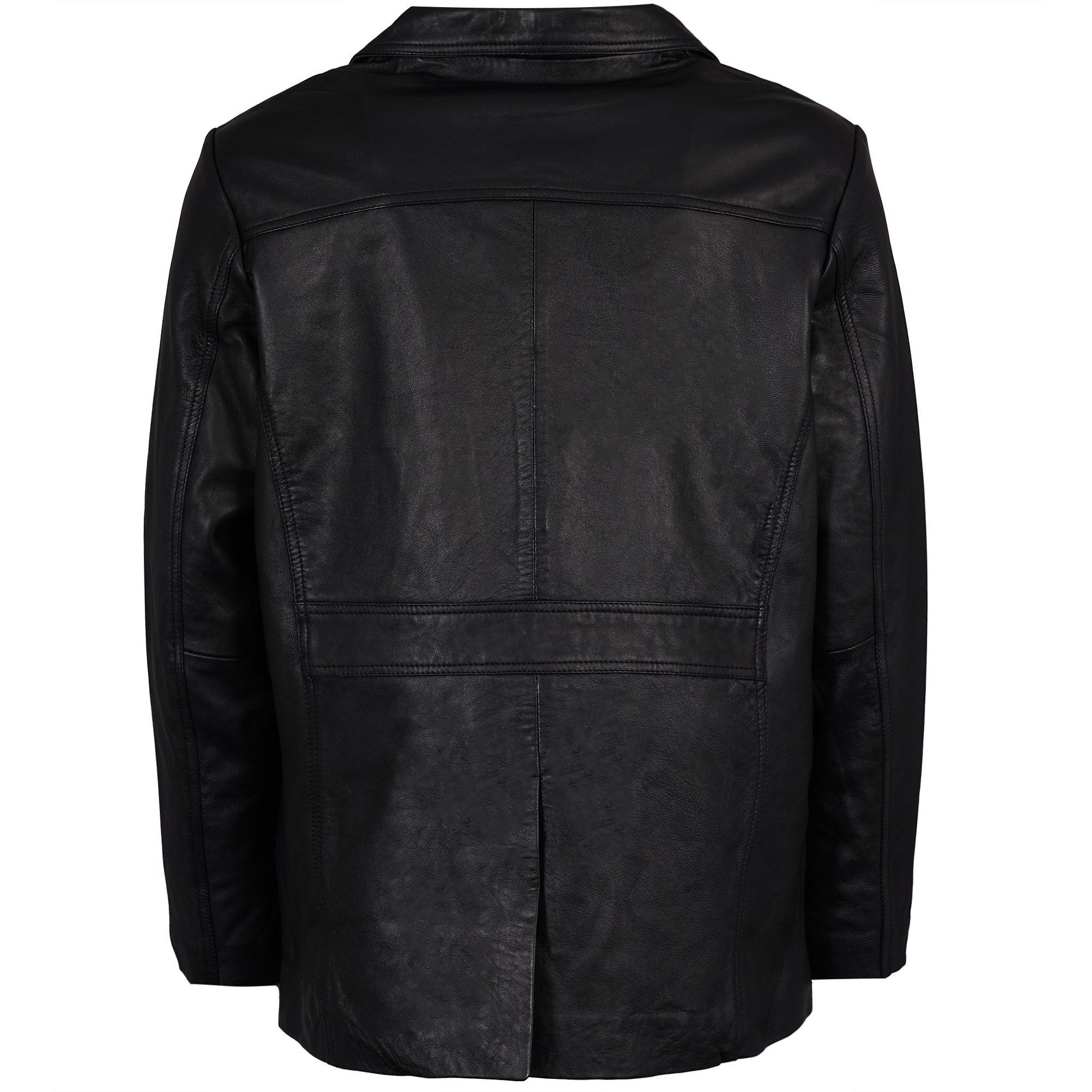 Leather Reefer Jacket - Black
