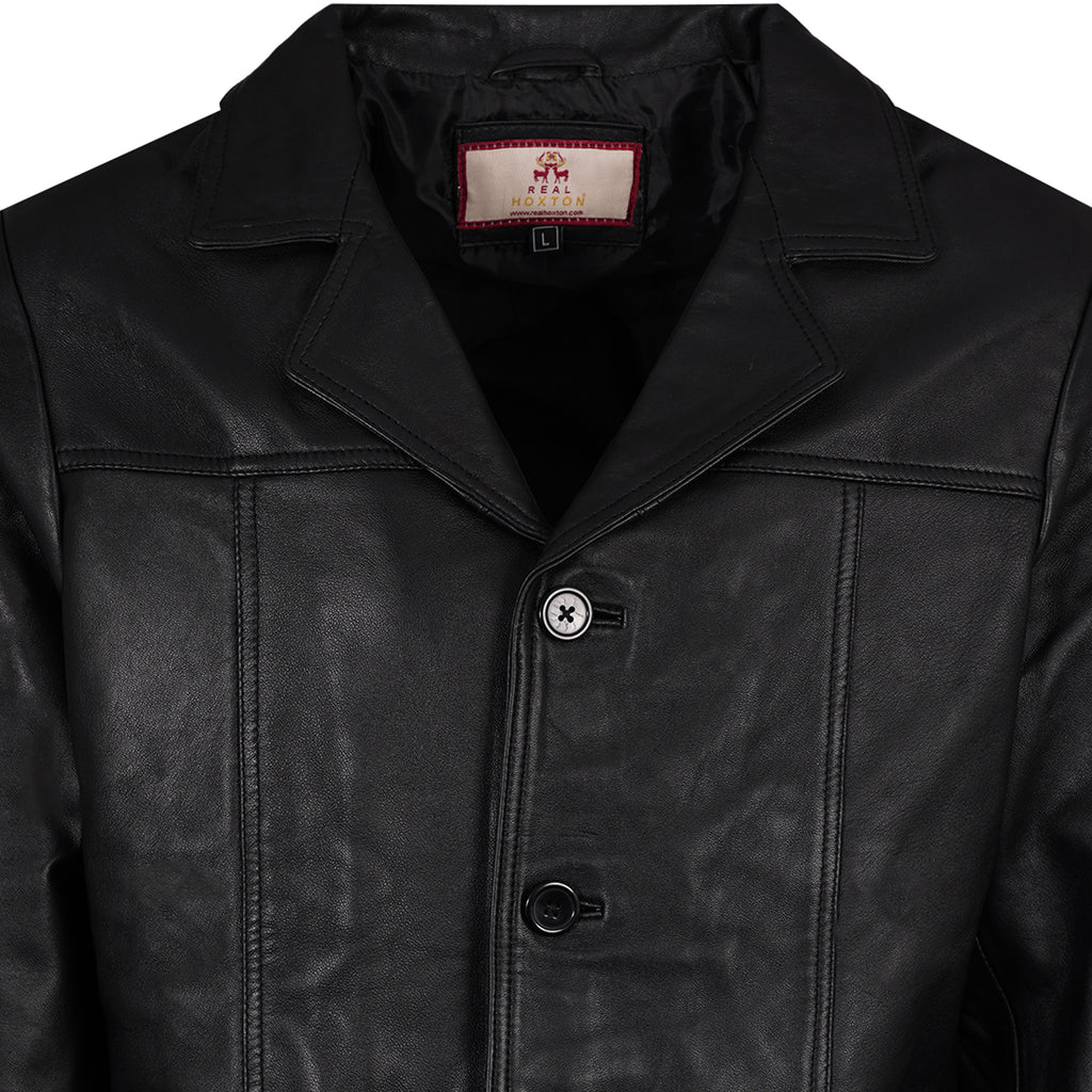 Leather Reefer Jacket - Black