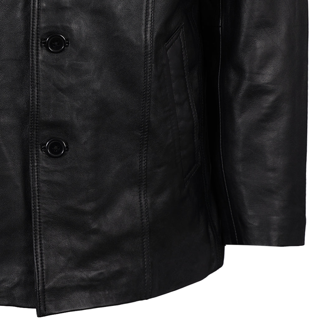 Leather Reefer Jacket - Black
