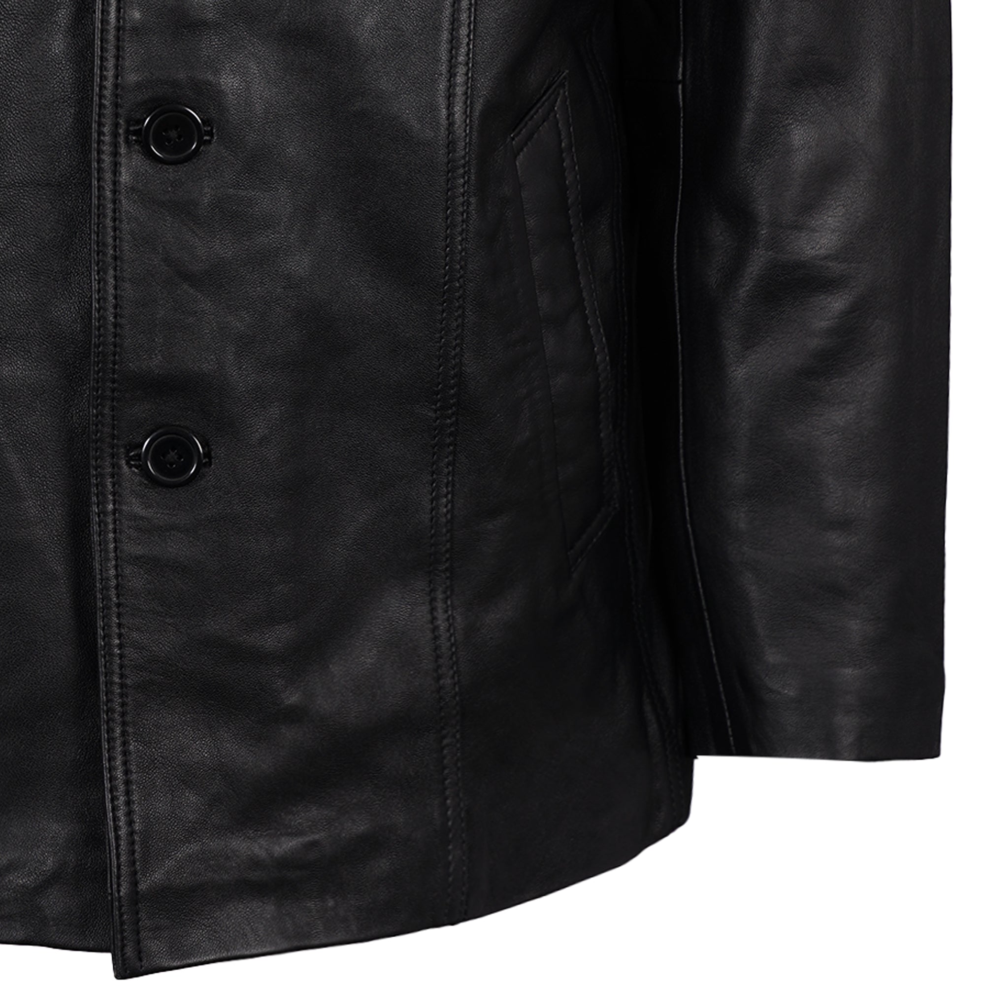 Leather Reefer Jacket - Black
