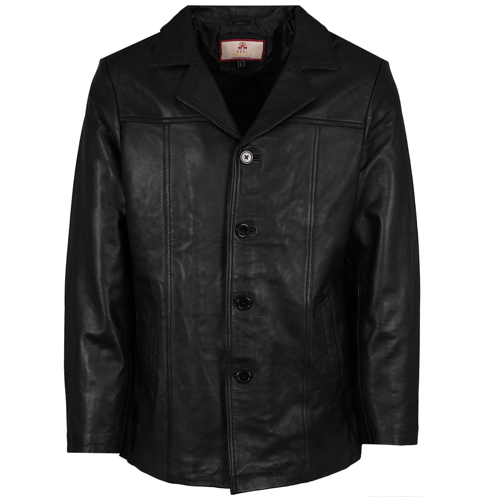 Leather Reefer Jacket - Black