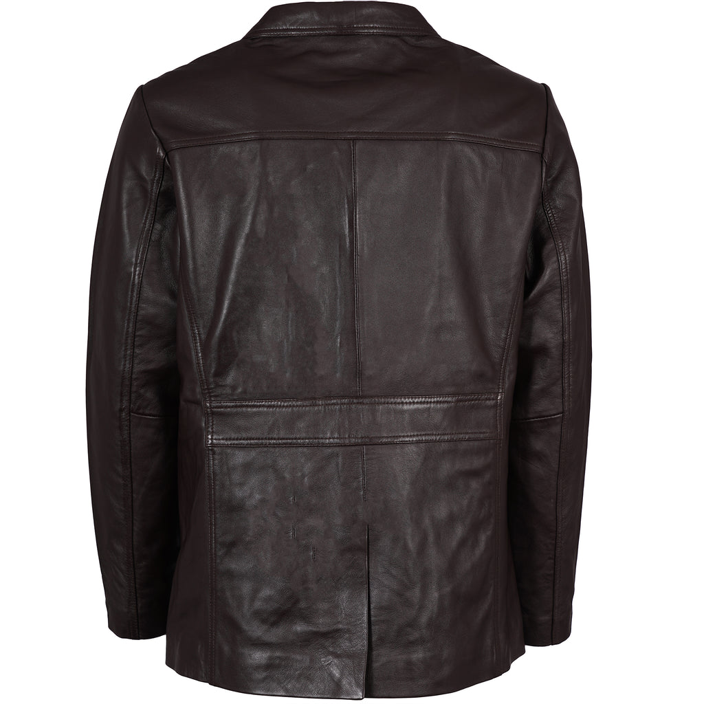 Leather Reefer Jacket - Brown