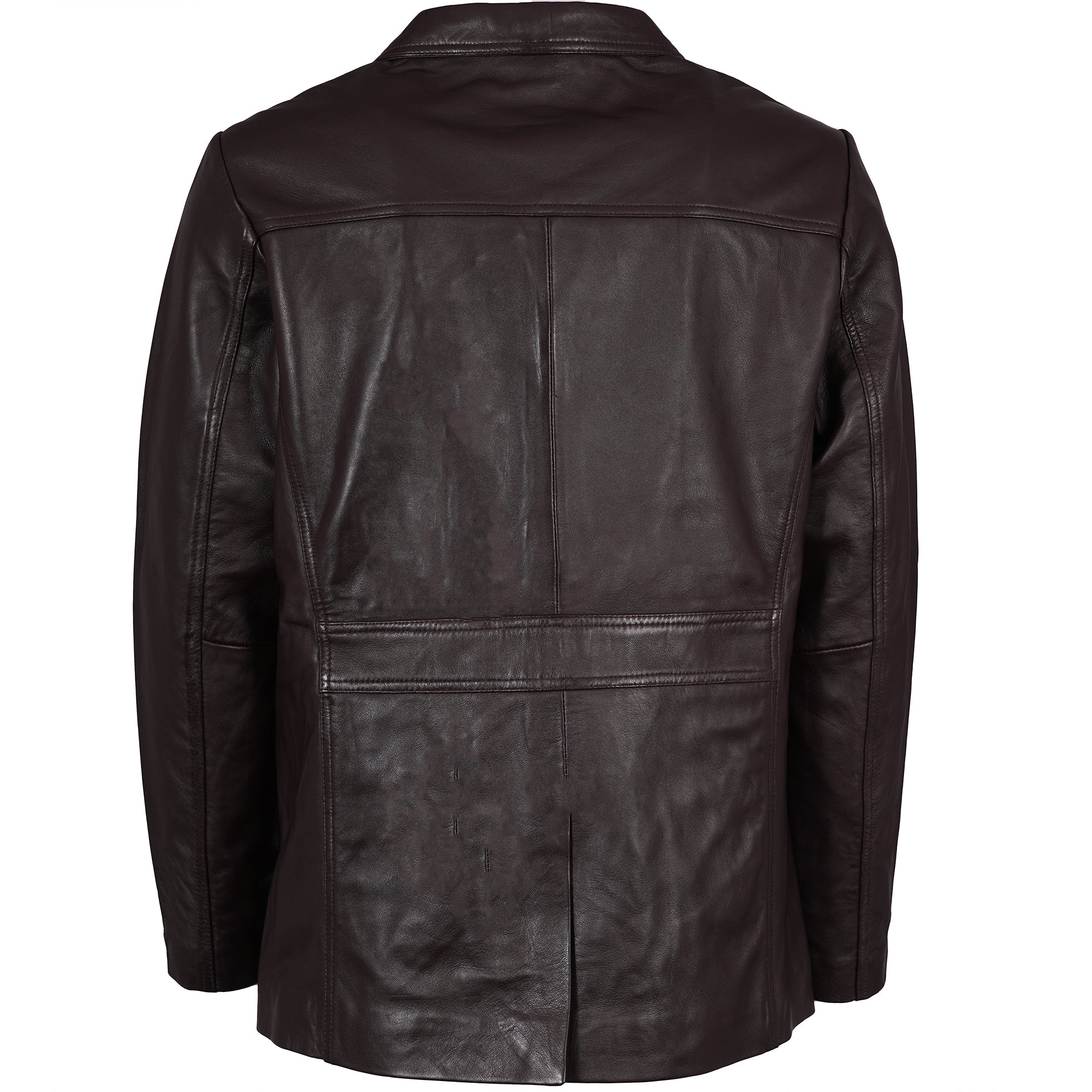 Leather Reefer Jacket - Brown
