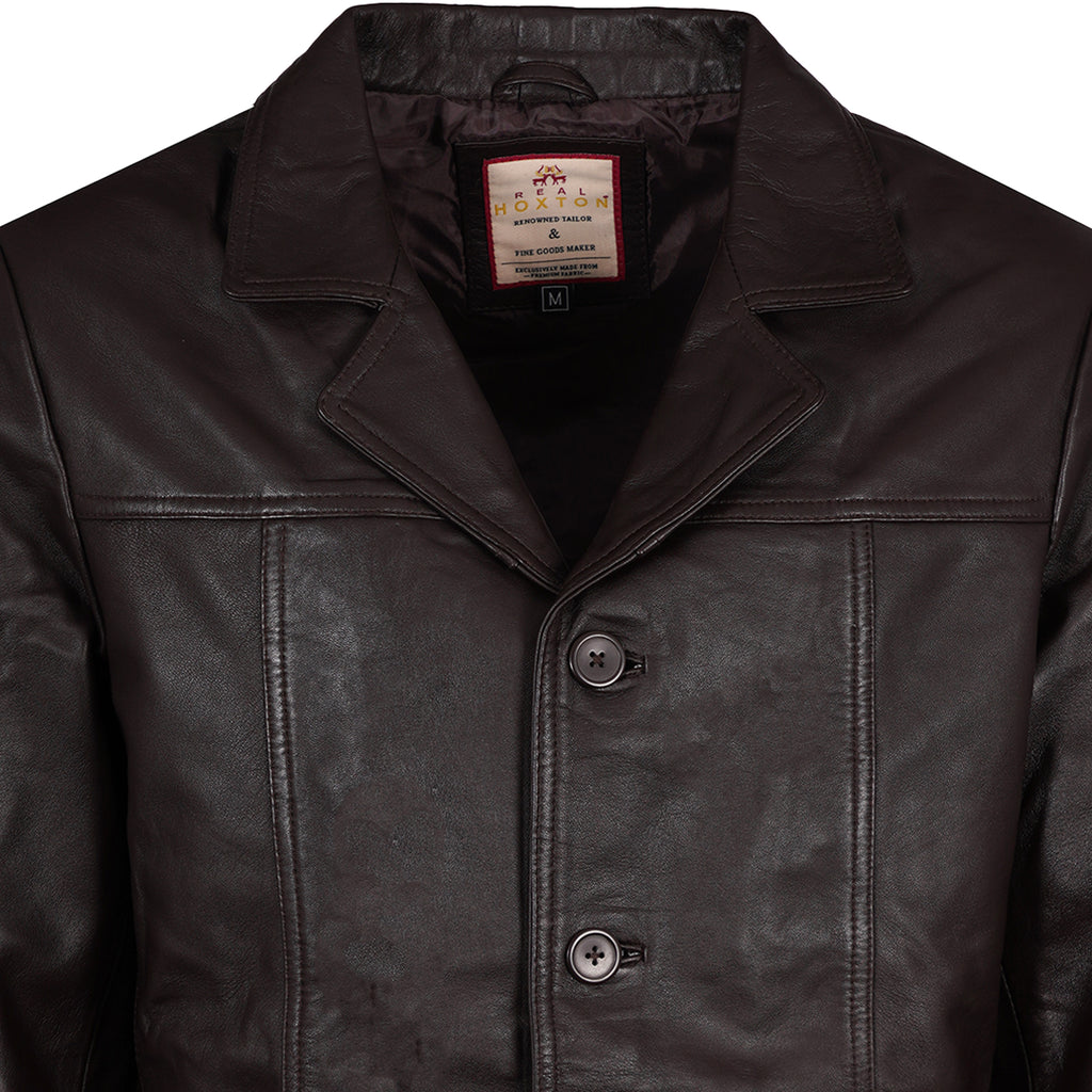 Leather Reefer Jacket - Brown