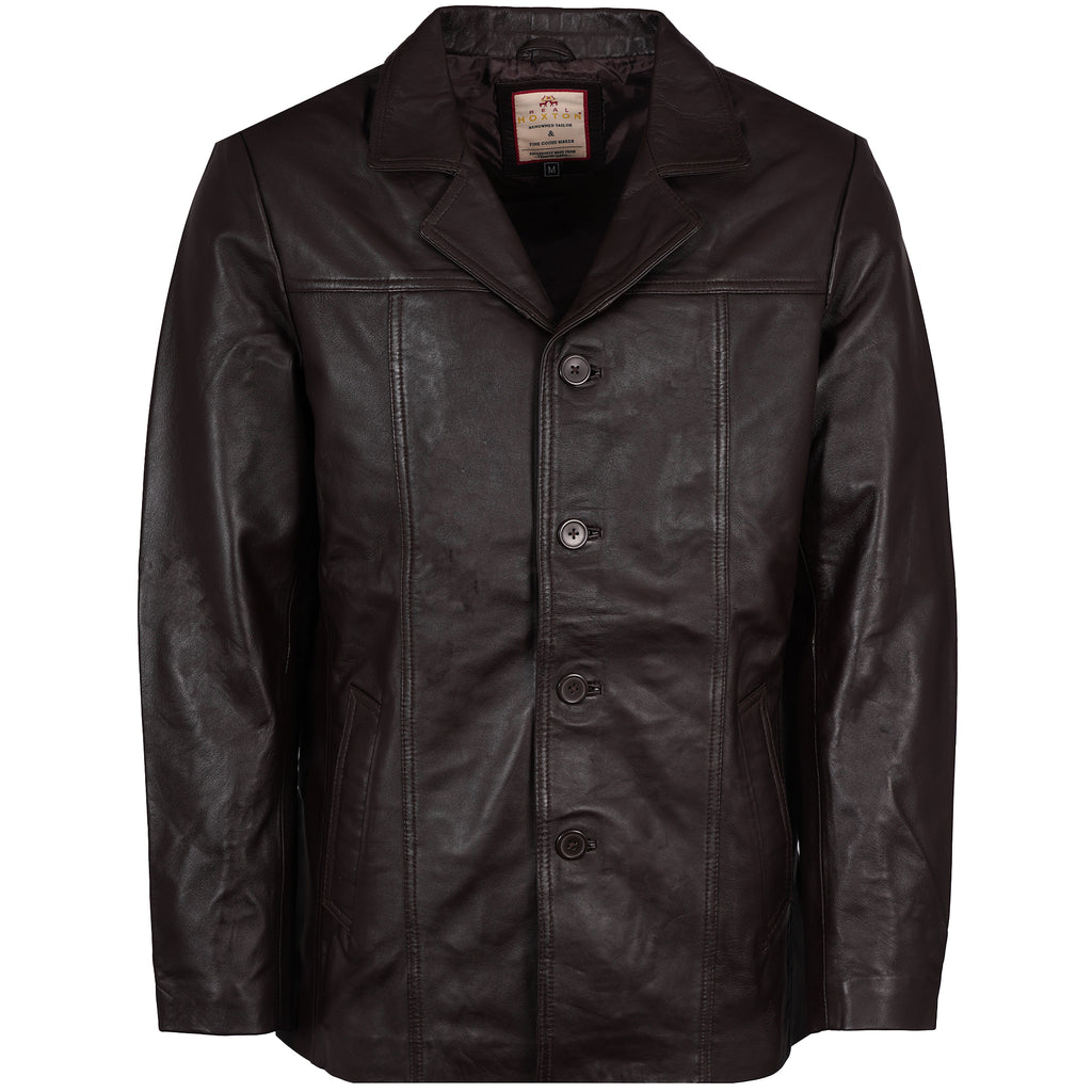 Leather Reefer Jacket - Brown