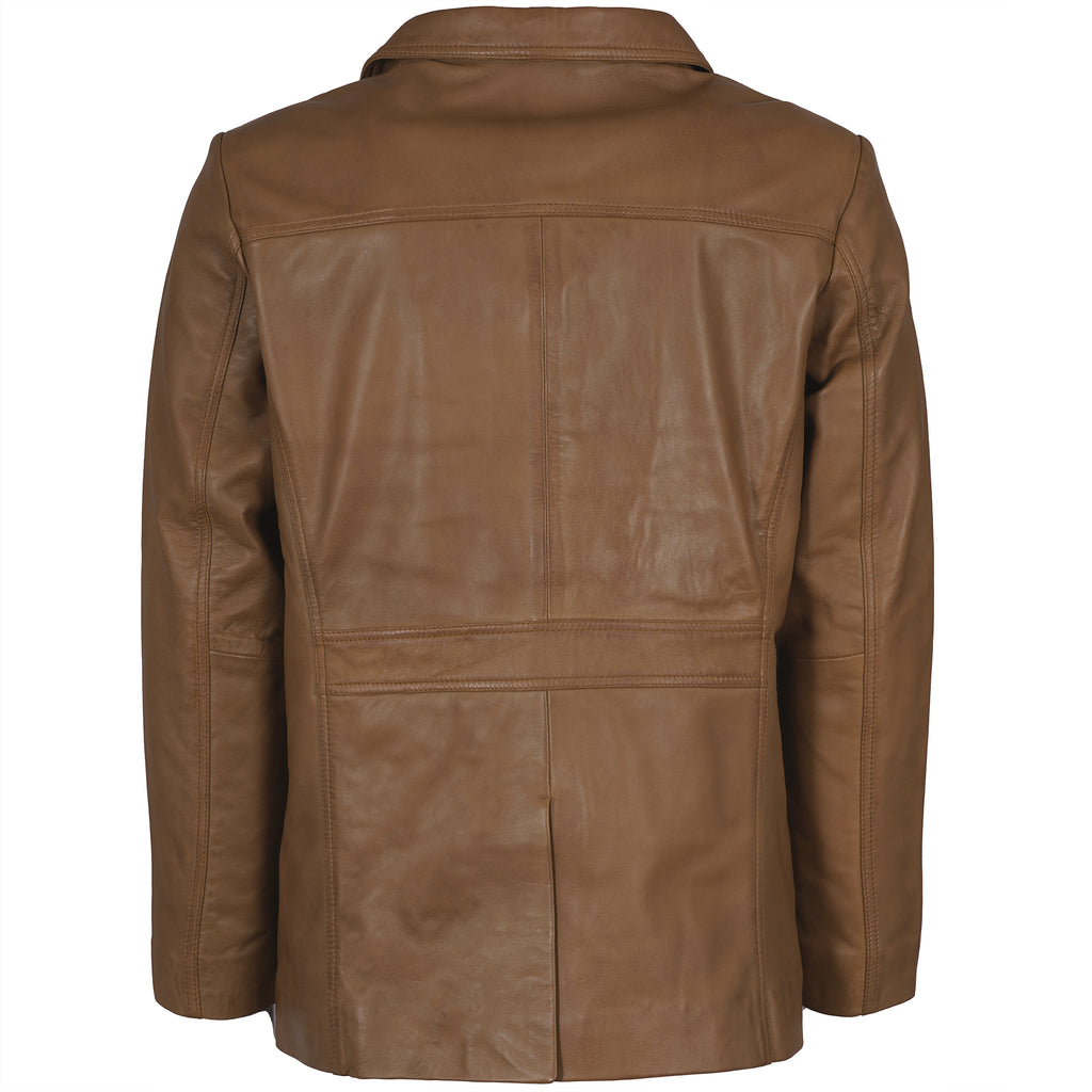 Leather Reefer Jacket - Tan