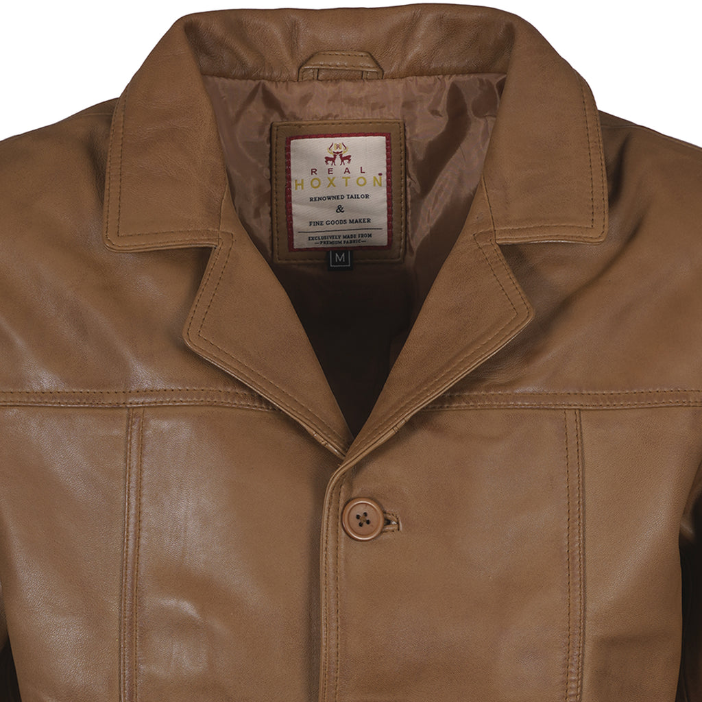 Leather Reefer Jacket - Tan