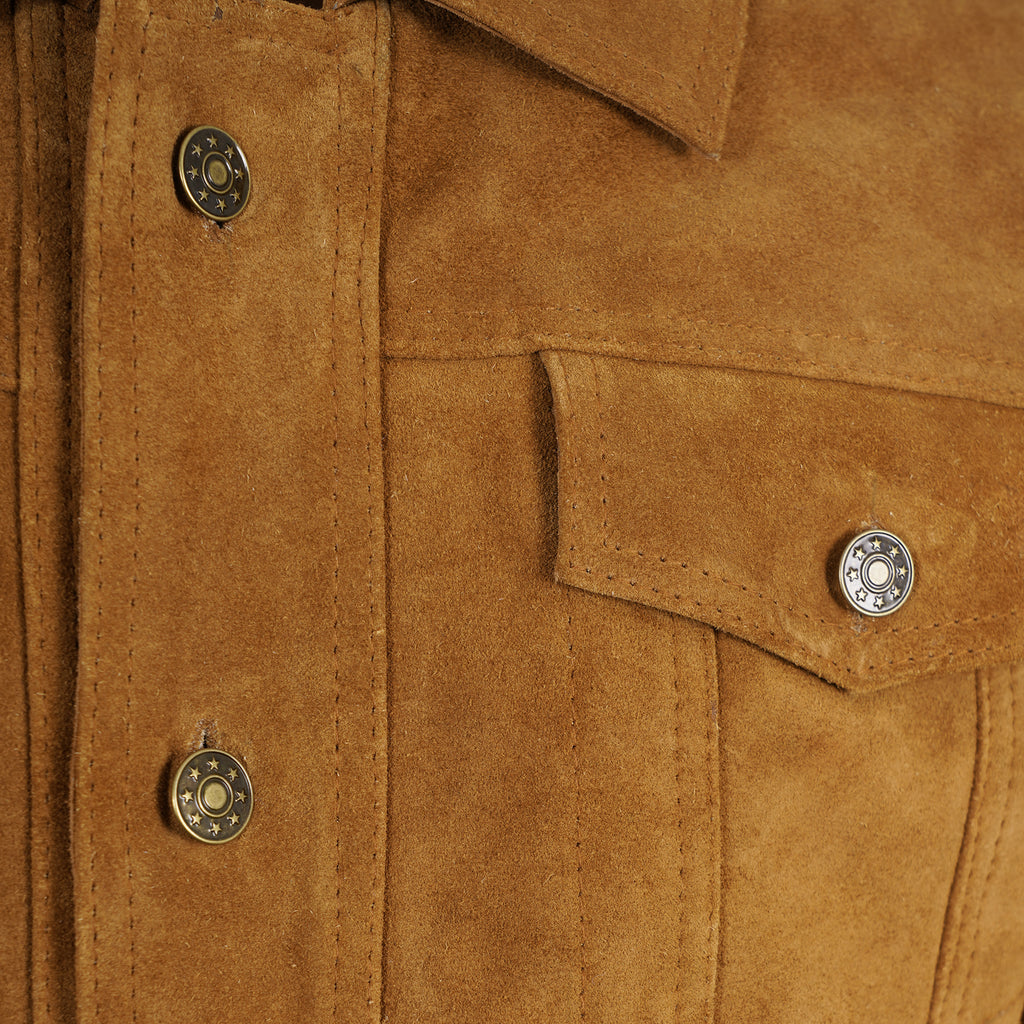 Suede Trucker Jacket - Tan