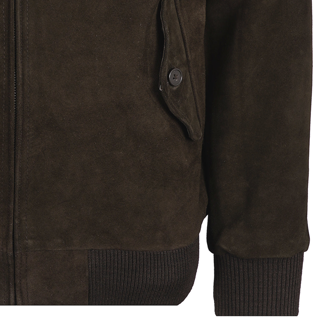 Suede Harrington Jacket - Brown