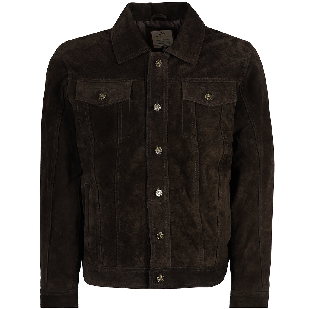 Suede Trucker Jacket - Brown
