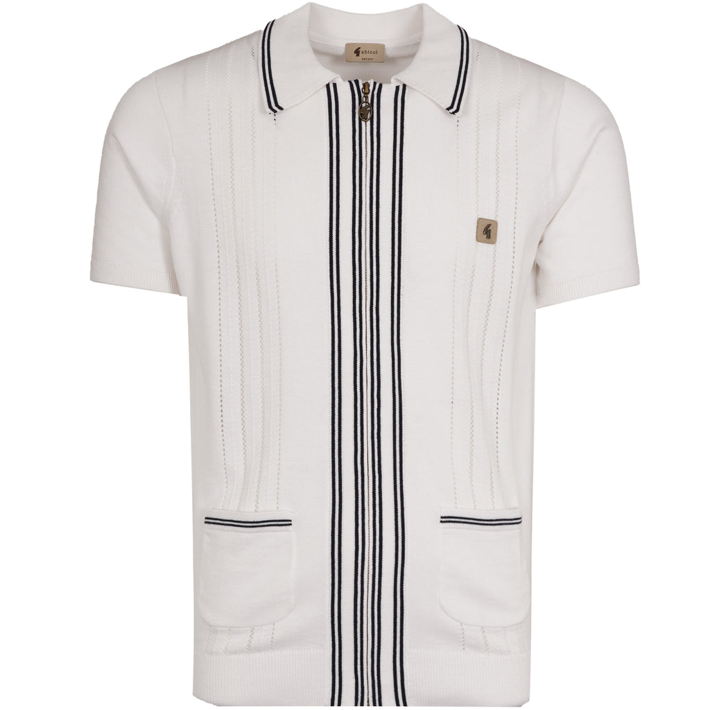 Gabicci Vintage Geller Knit Polo - White
