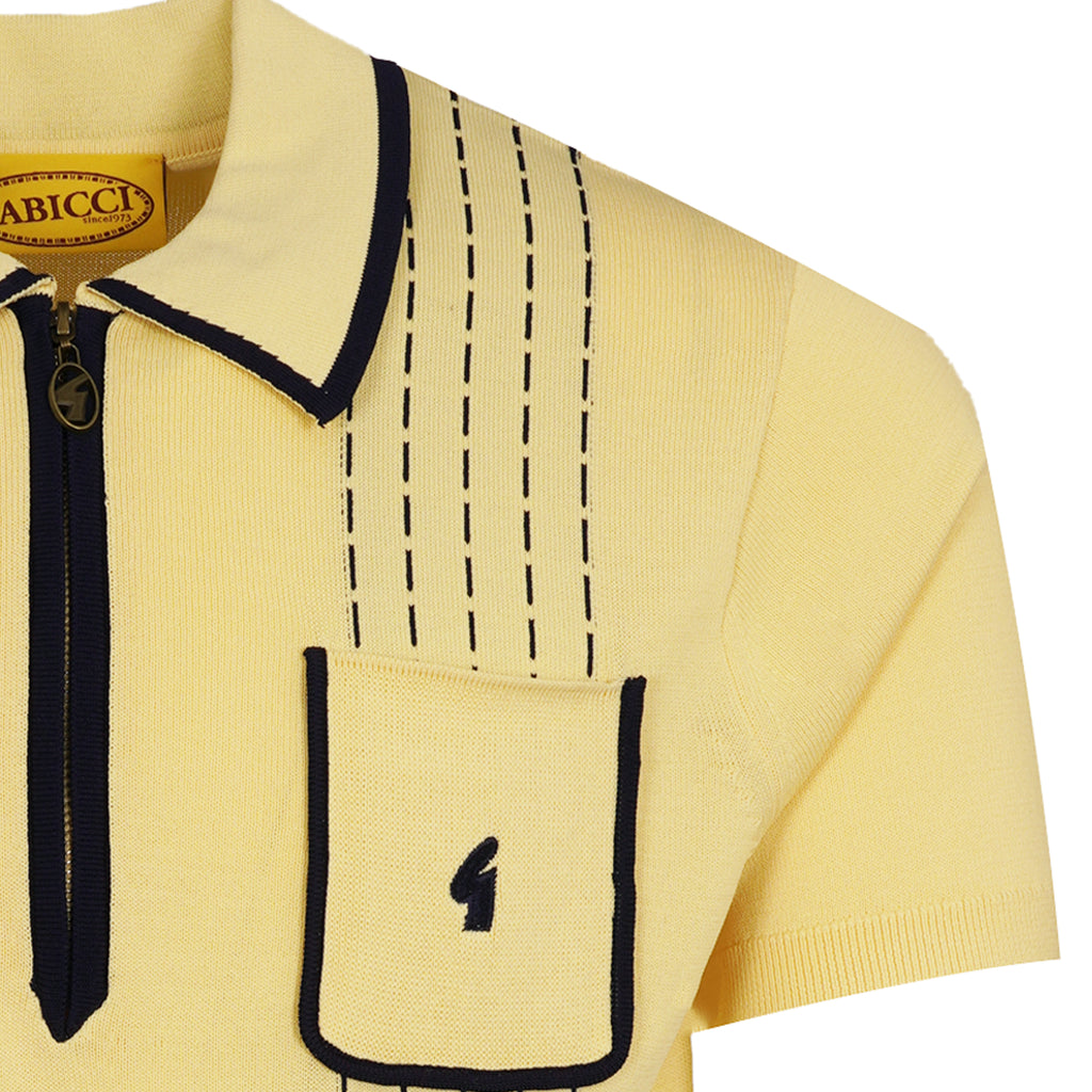 Gabicci Vintage Darron Knit Polo - Lemon