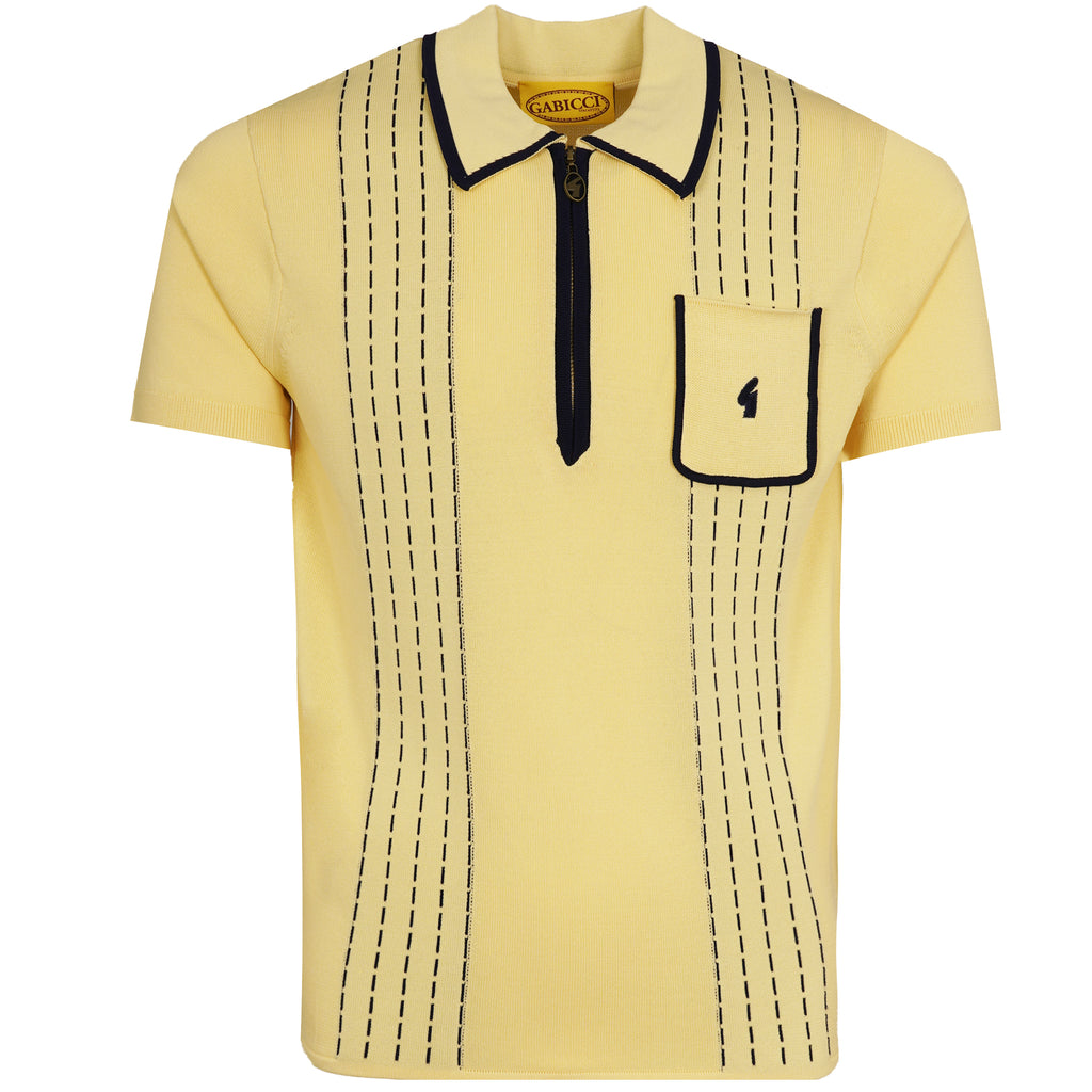 Gabicci Vintage Darron Knit Polo - Lemon