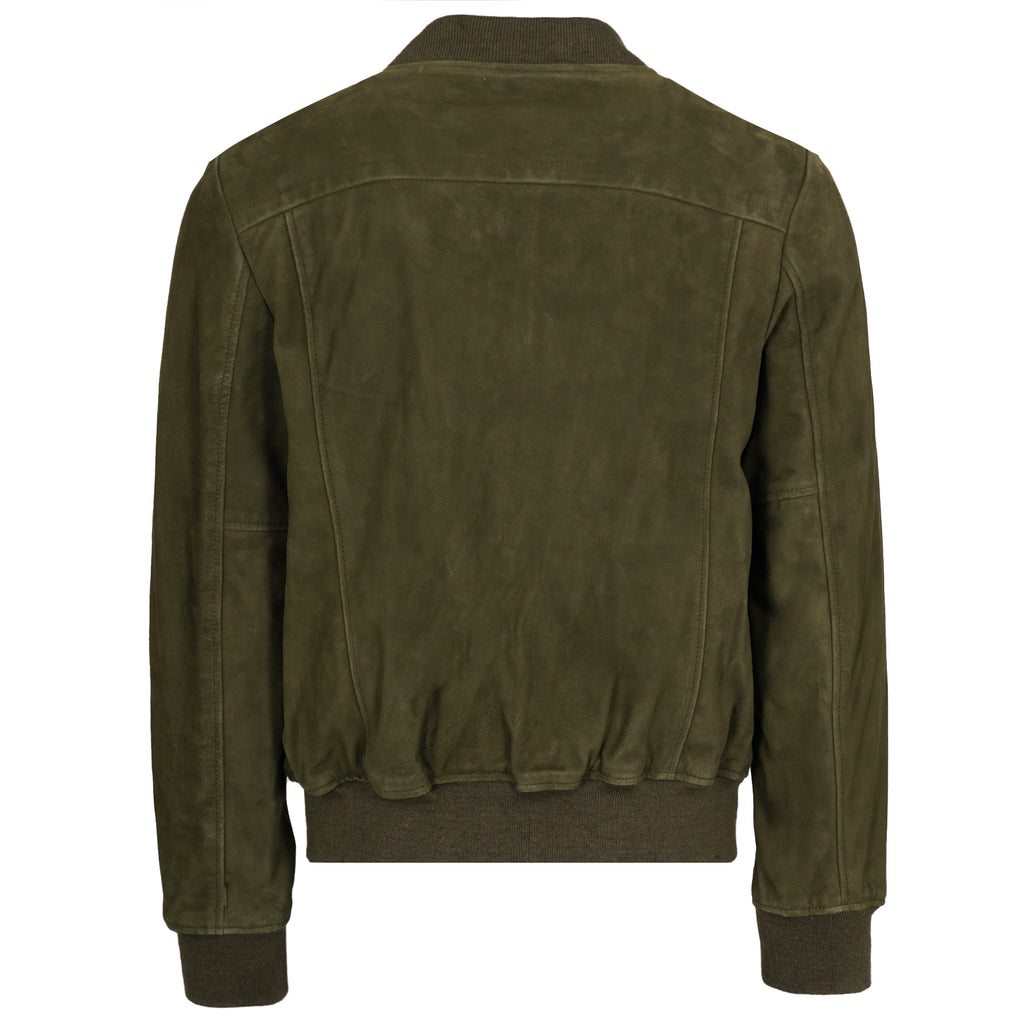 Suede Bomber Jacket - Khaki
