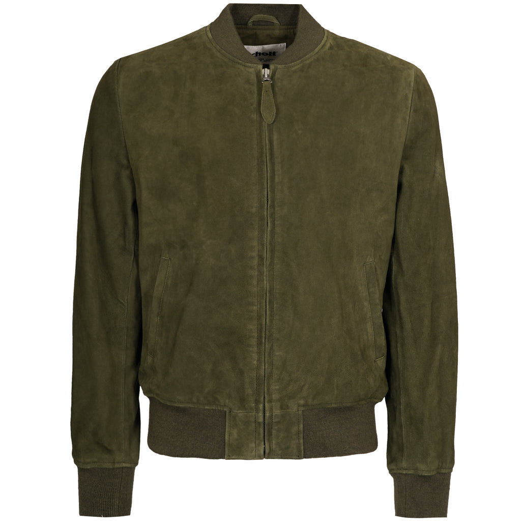 Suede Bomber Jacket - Khaki