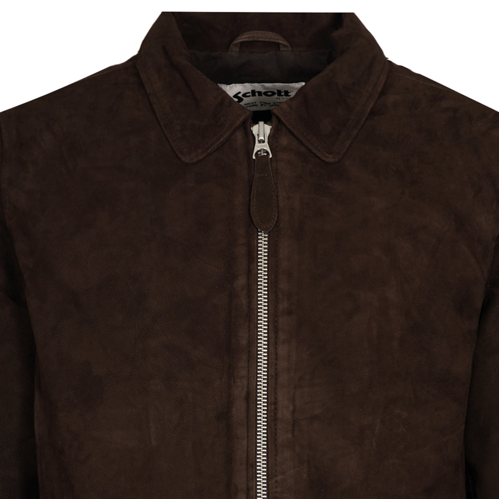 Schott NYC Suede Zip Jacket - Brown