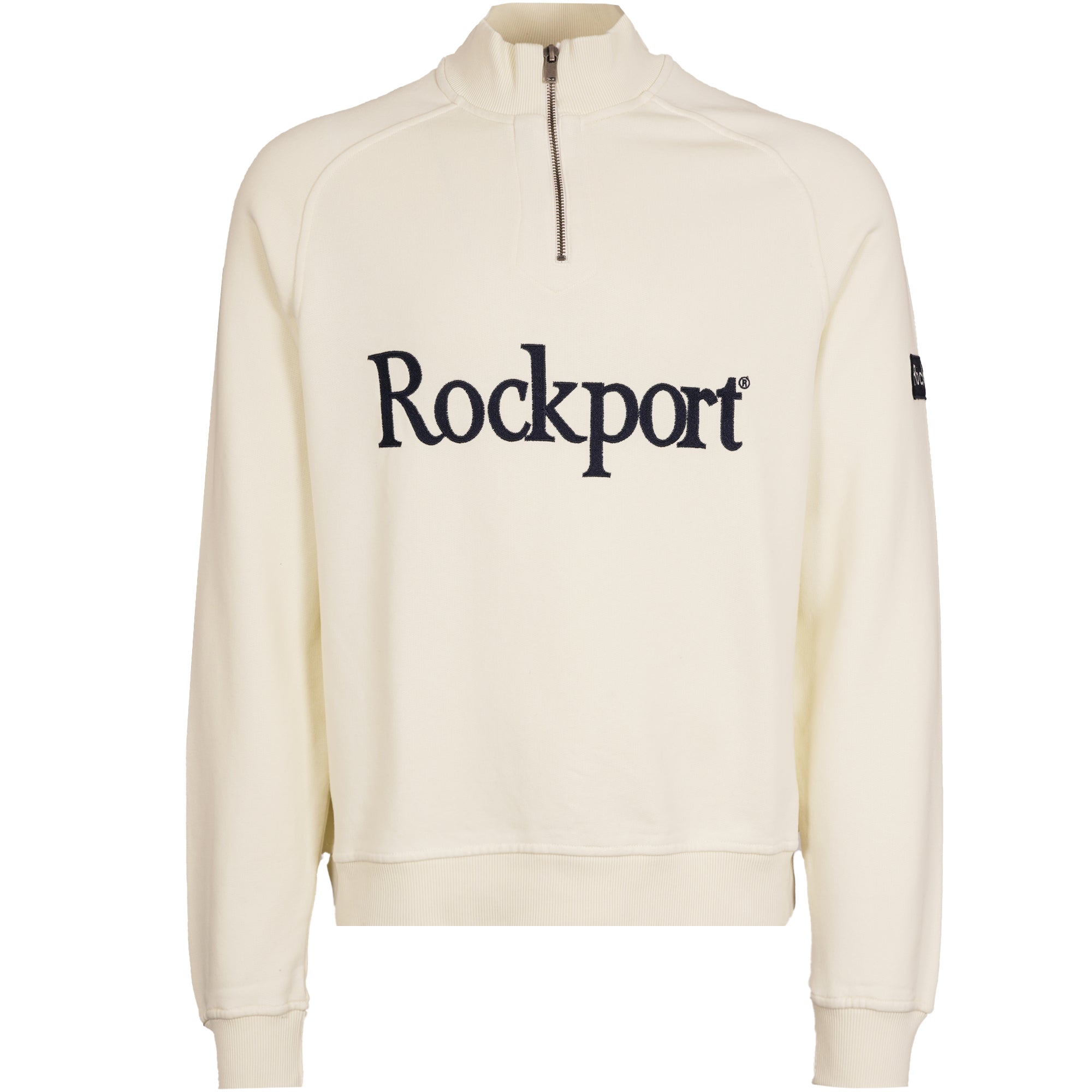 Boston 1/4 Zip Front Logo Sweat - Ecru