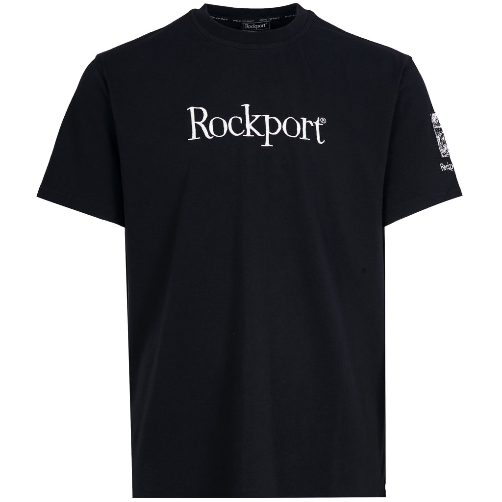 Rockport Archive Highland Front Logo Washed Crew Neck T-Shirt - Navy