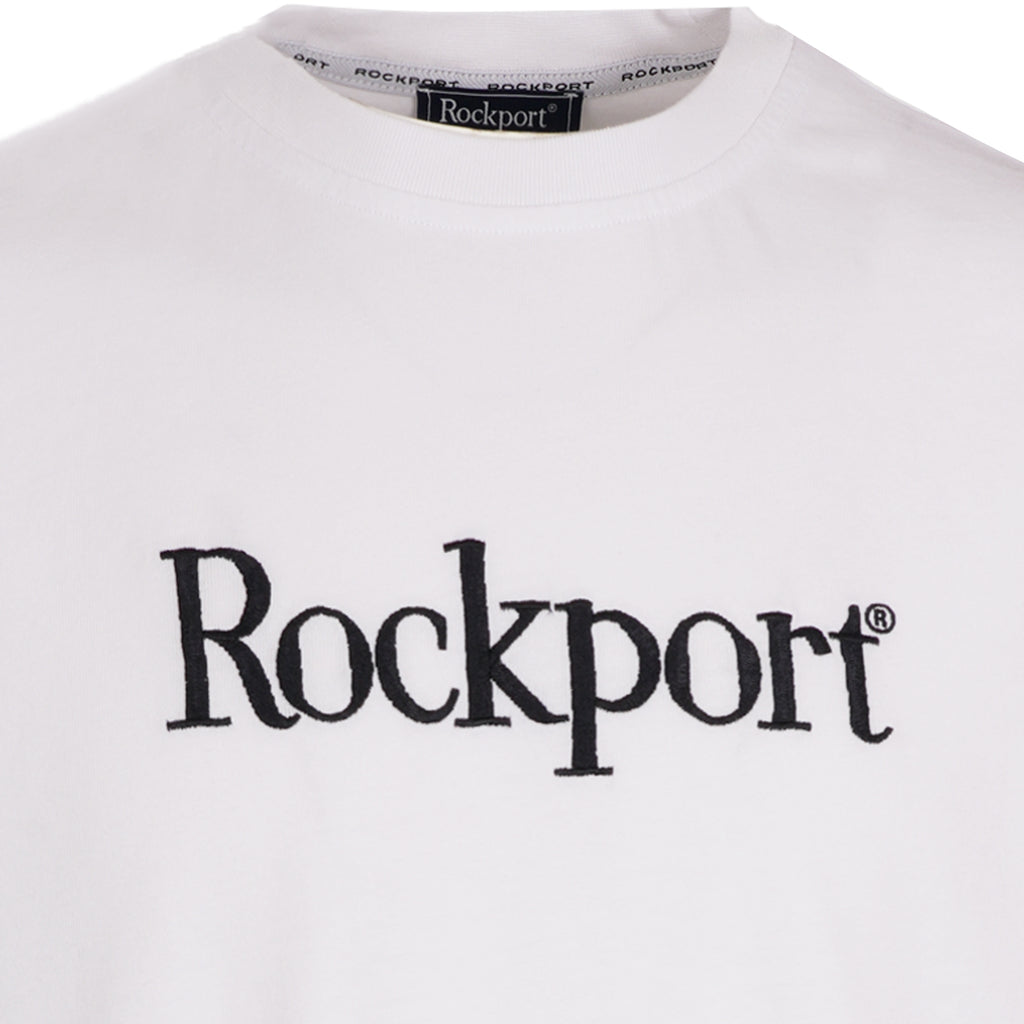 Rockport Archive Highland Front Logo Washed Crew Neck T-Shirt - White