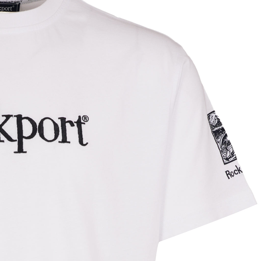 Rockport Archive Highland Front Logo Washed Crew Neck T-Shirt - White