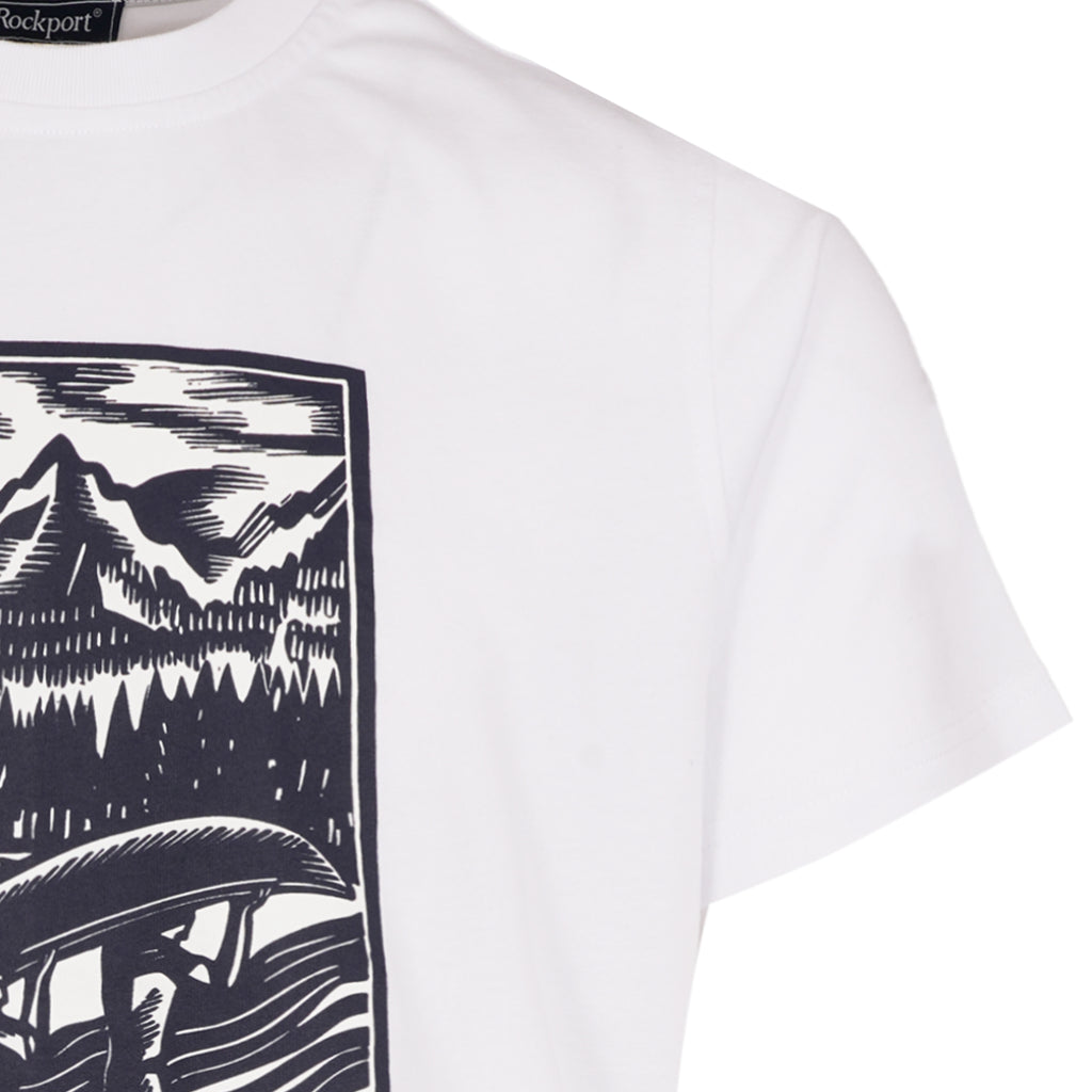 Rockport Archive Hampshire Block Print Logo Crew Neck T-Shirt  - White