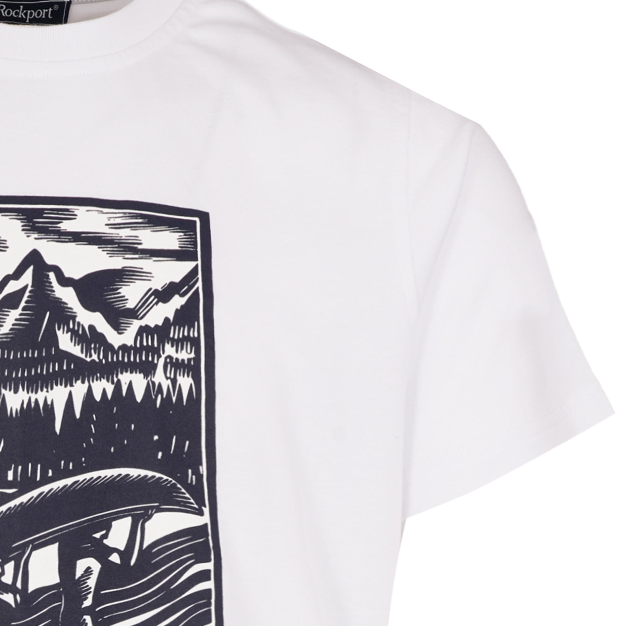 Hampshire Block Print Logo Crew Neck T-Shirt  - White