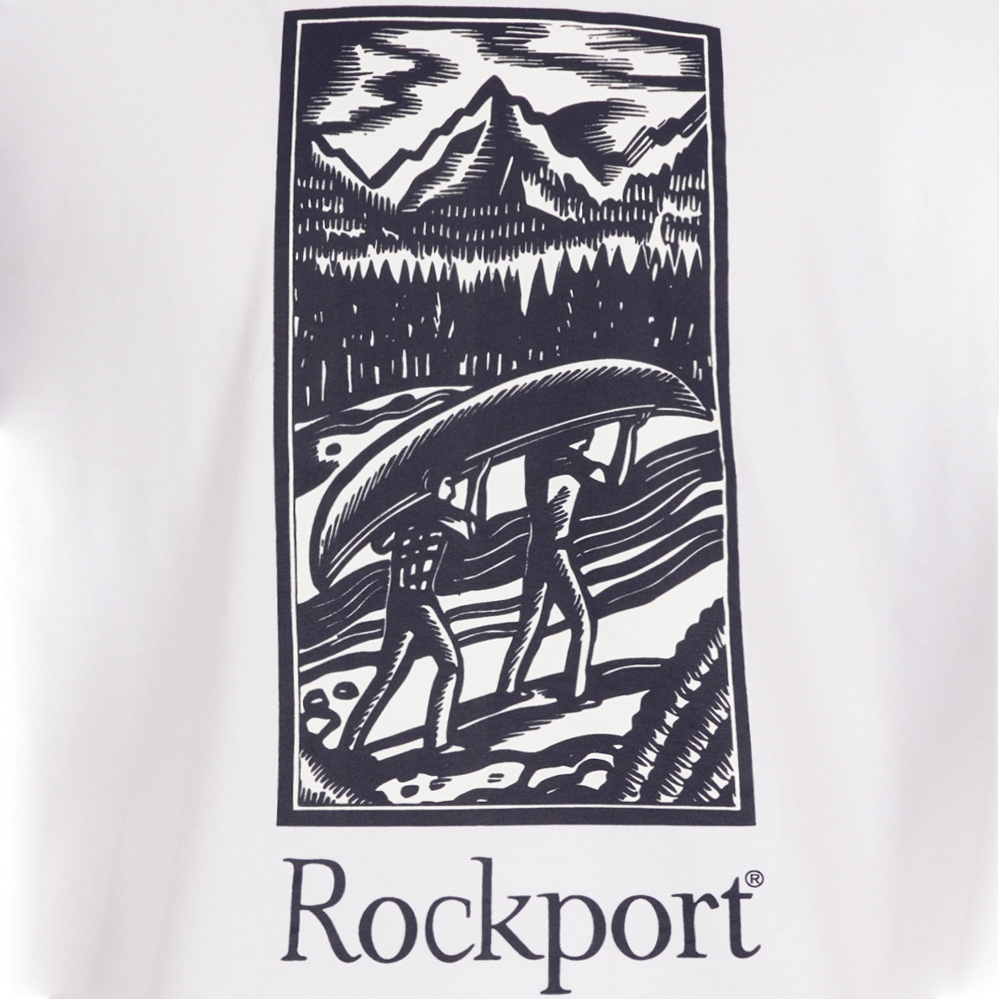 Hampshire Block Print Logo Crew Neck T-Shirt  - White