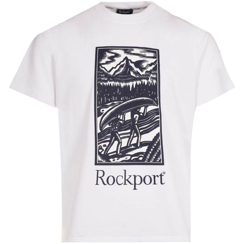 Rockport Archive Hampshire Block Print Logo Crew Neck T-Shirt  - White
