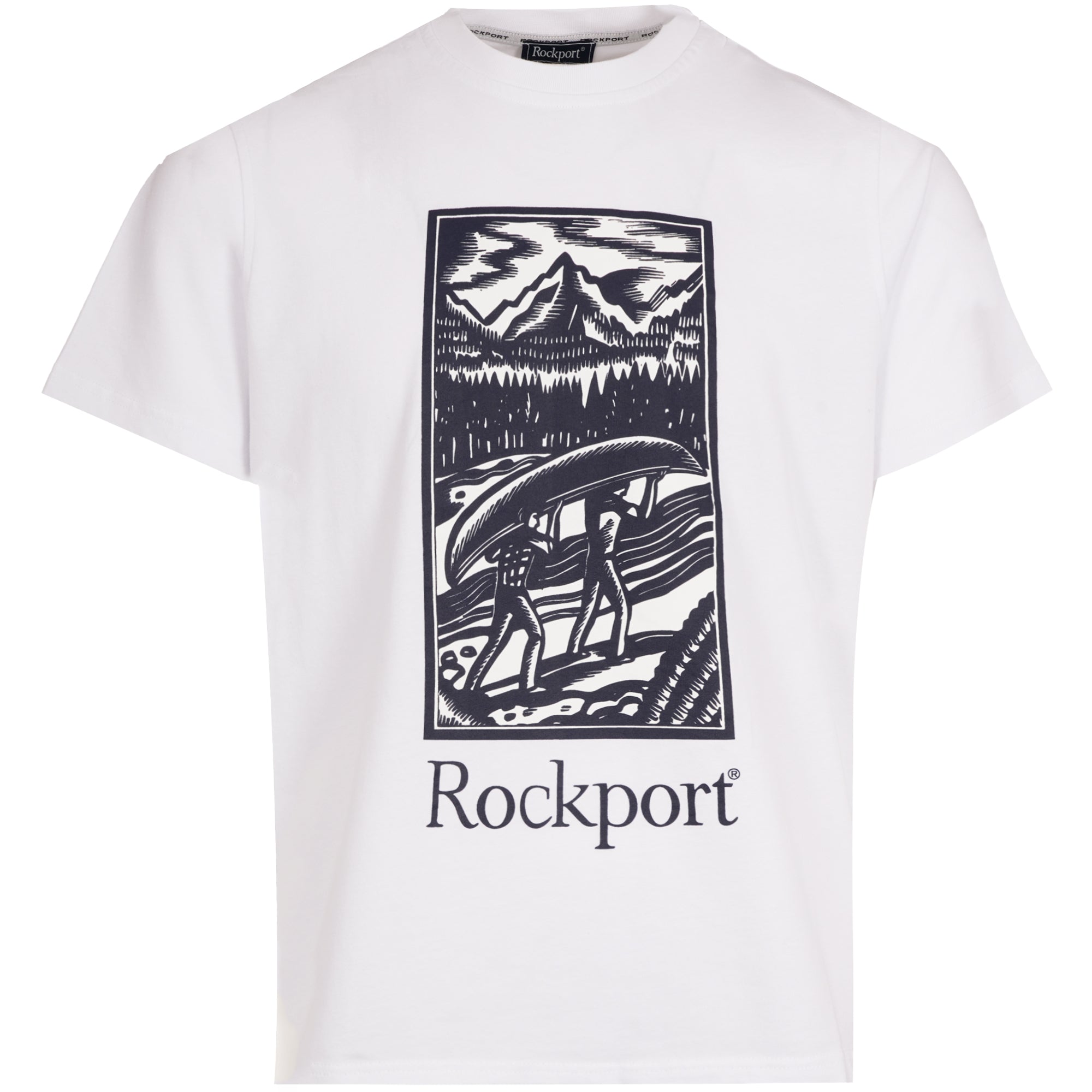 Hampshire Block Print Logo Crew Neck T-Shirt  - White