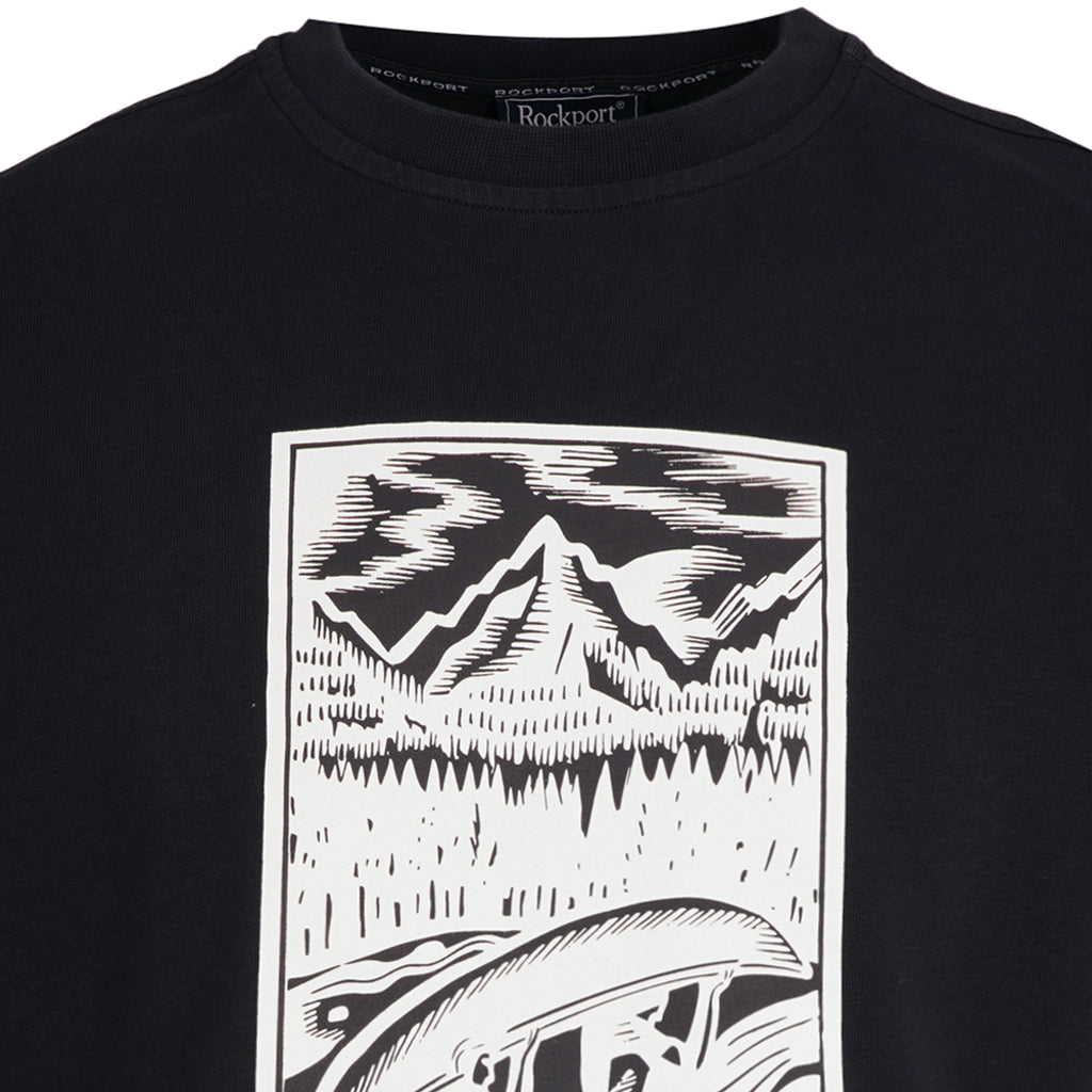 Rockport Archive Hampshire Block Print Logo Crew Neck T-Shirt  - Navy