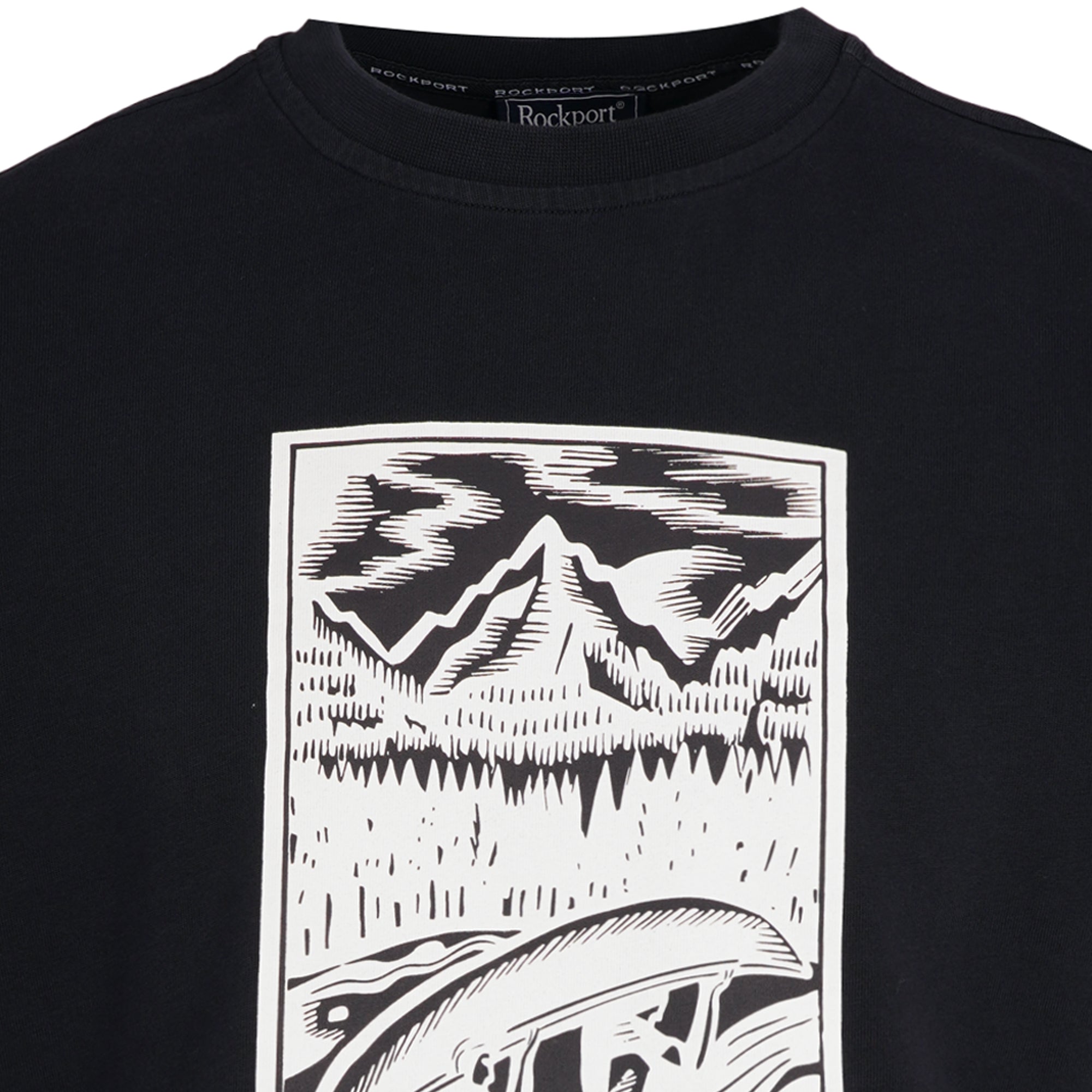 Hampshire Block Print Logo Crew Neck T-Shirt  - Navy
