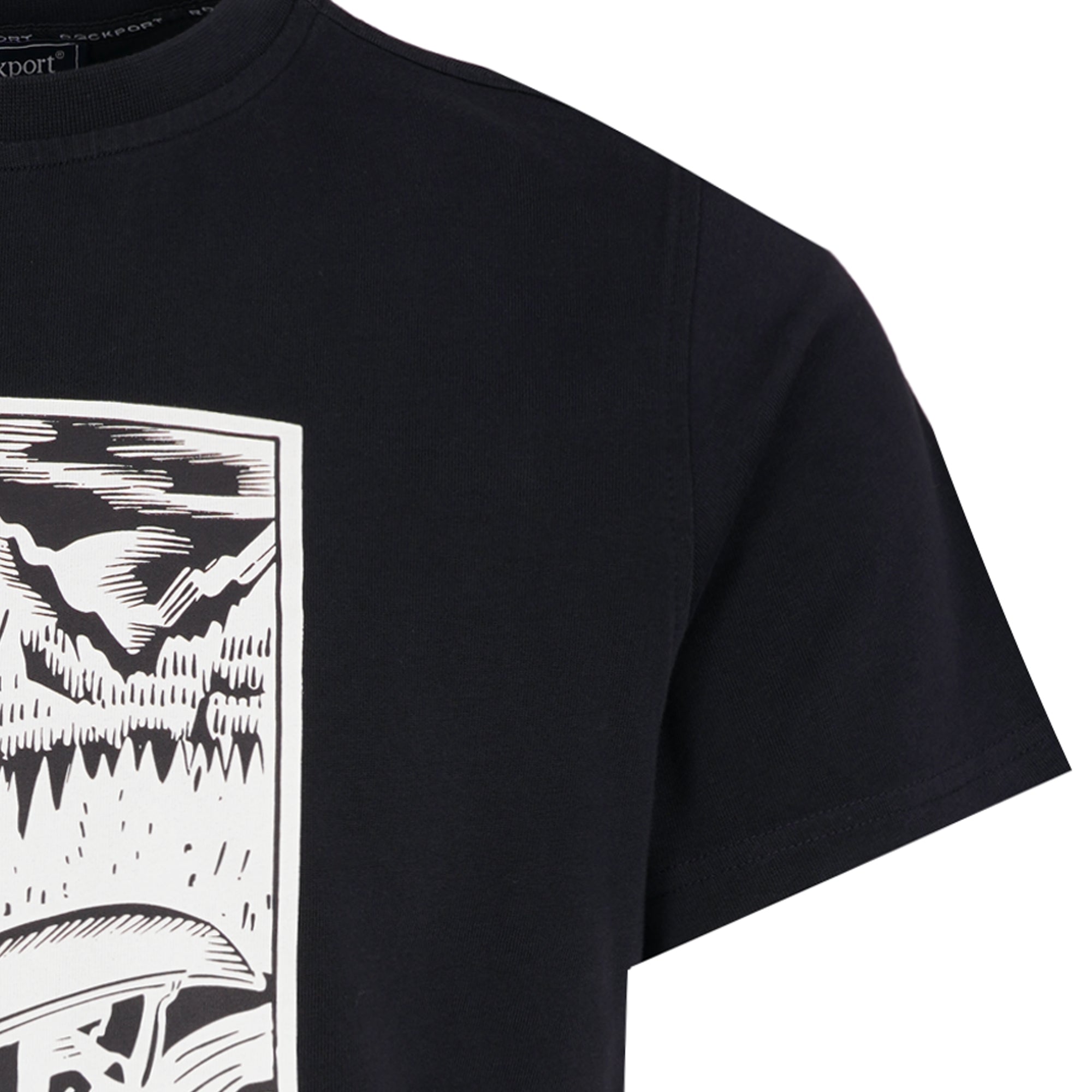 Hampshire Block Print Logo Crew Neck T-Shirt  - Navy
