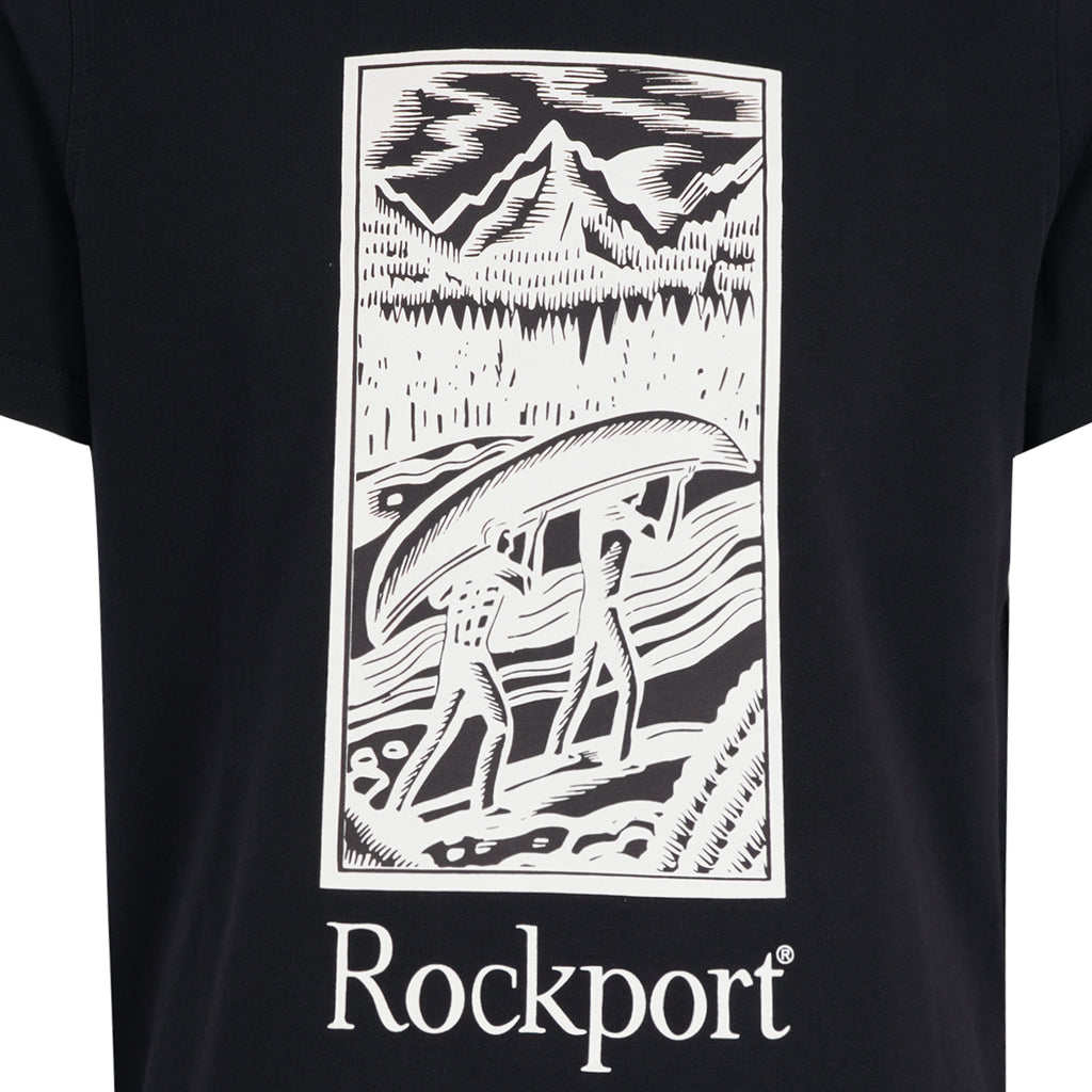 Rockport Archive Hampshire Block Print Logo Crew Neck T-Shirt  - Navy